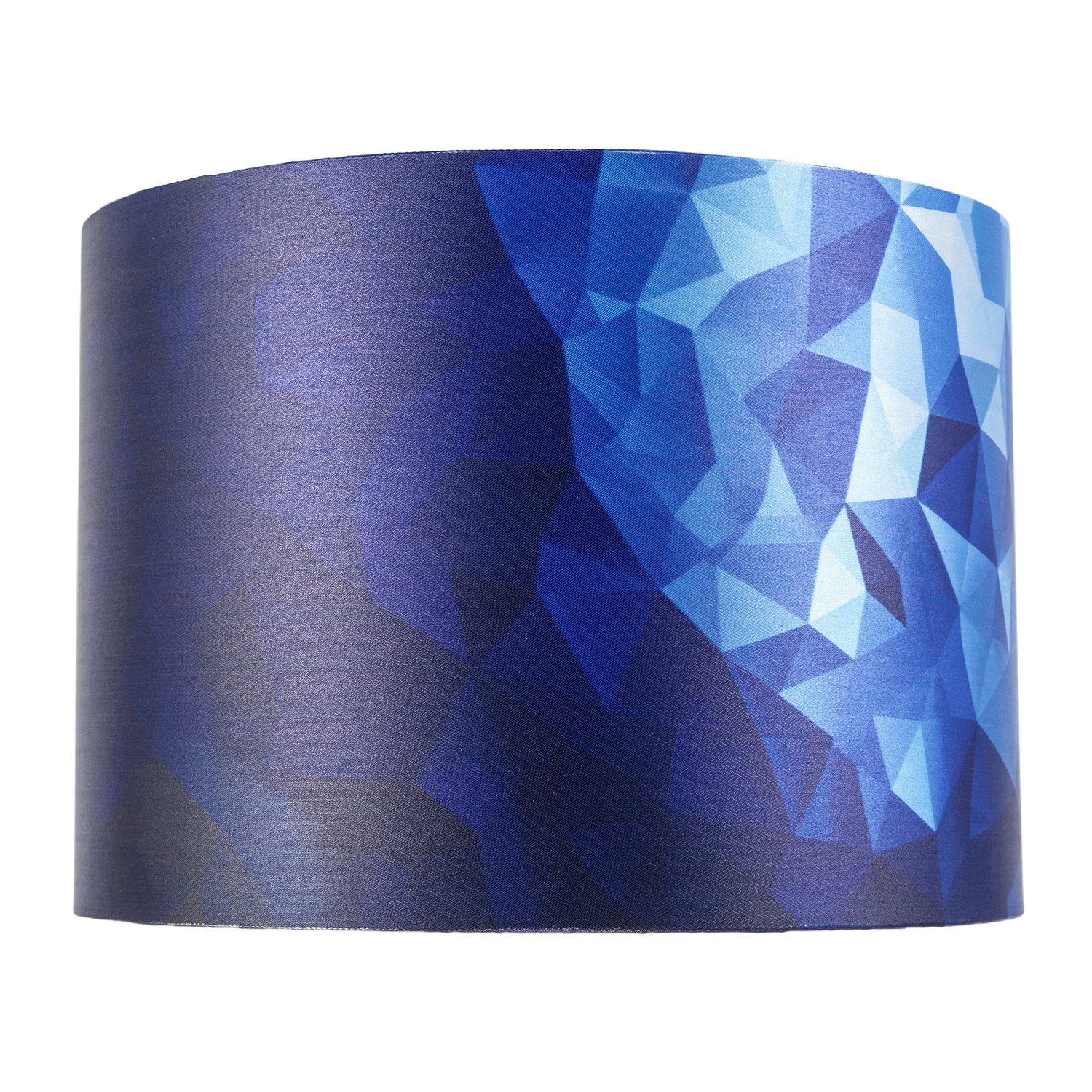 Designer Geometric Satin Fabric Round Lamp Shade with Tones of Blue Image 8