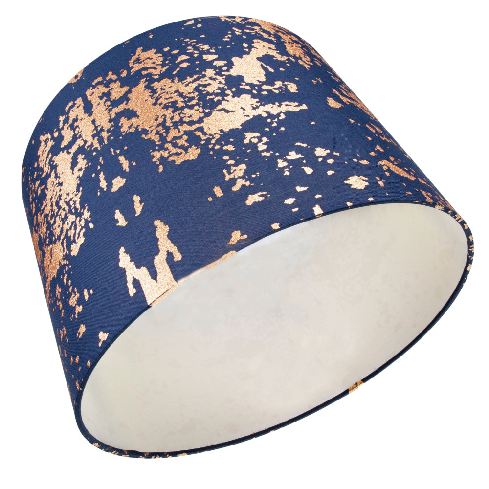 Modern Navy Blue Cotton Fabric Shade with Copper Foil Decor for Table or Ceiling Image 4