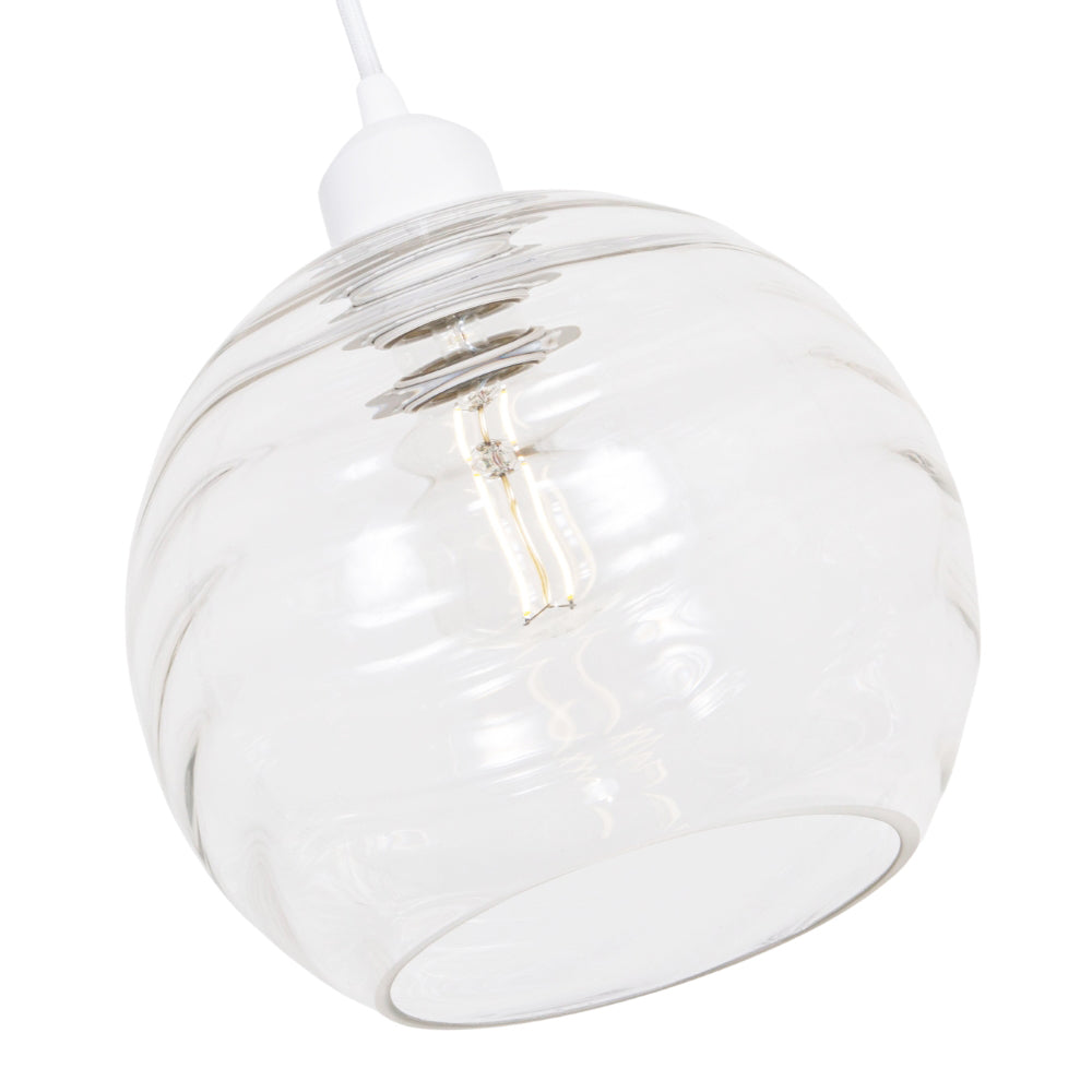 Modern Designer Clear Circular Ribbed Glass Non Electric Pendant Lamp Shade Image 3