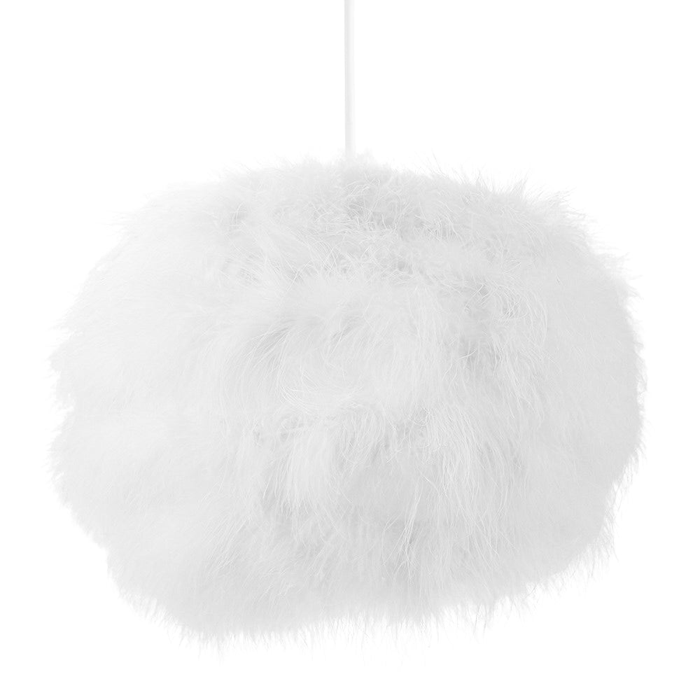 Modern and Distinctive Small Real White Feather Decorated Pendant Light Shade Image 1