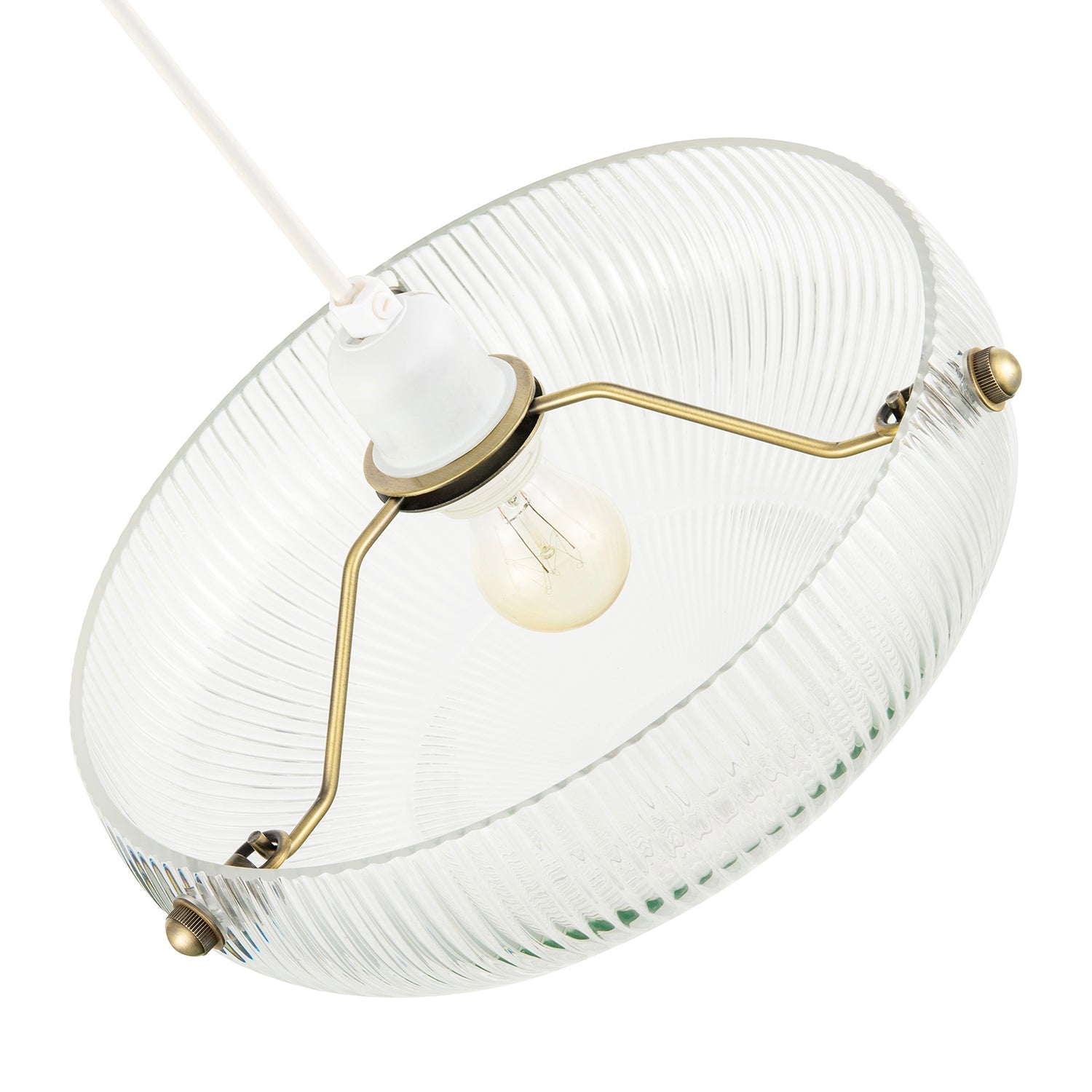 Modern Transparent Mini Line Ribbed Glass Pendant Bowl Lamp Shade Image 3