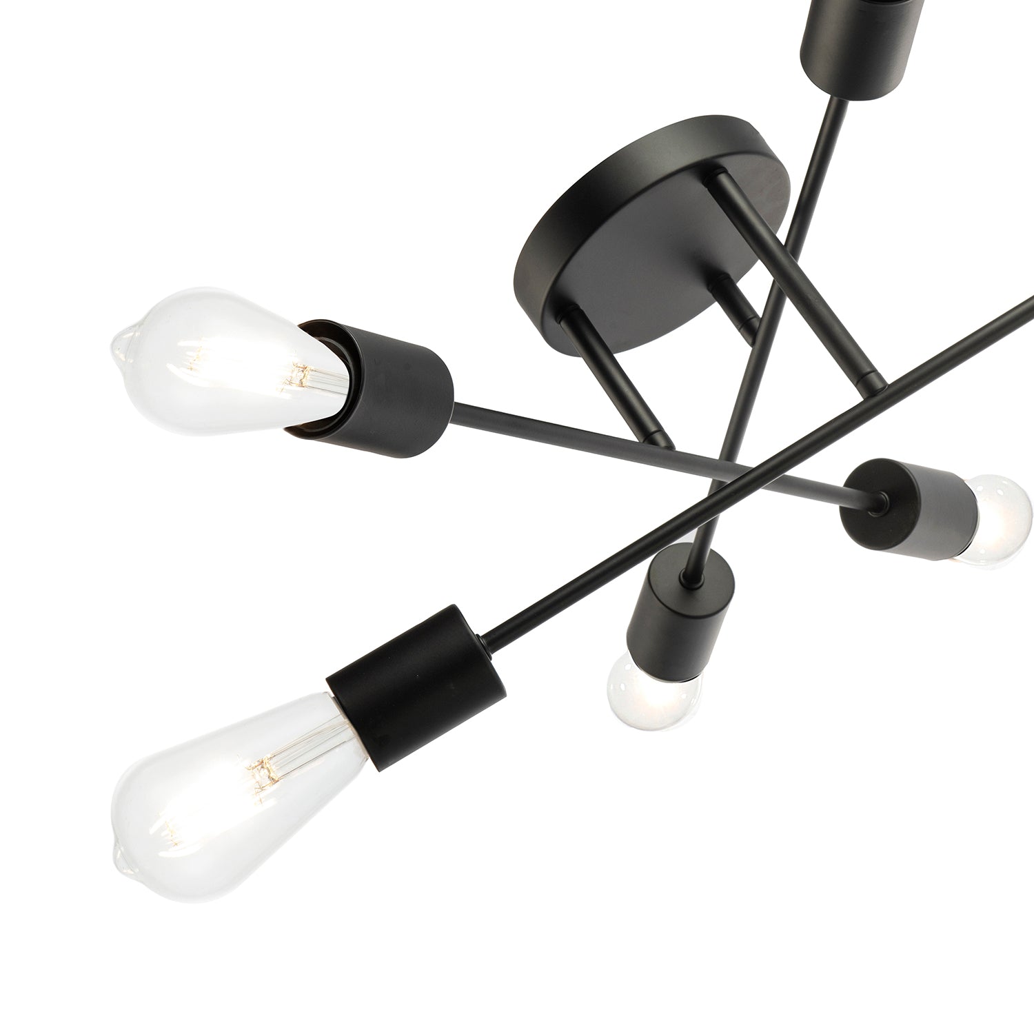 Industrial Designer Styled Mat Black Ceiling Light with Straight Metal Arms Image 2