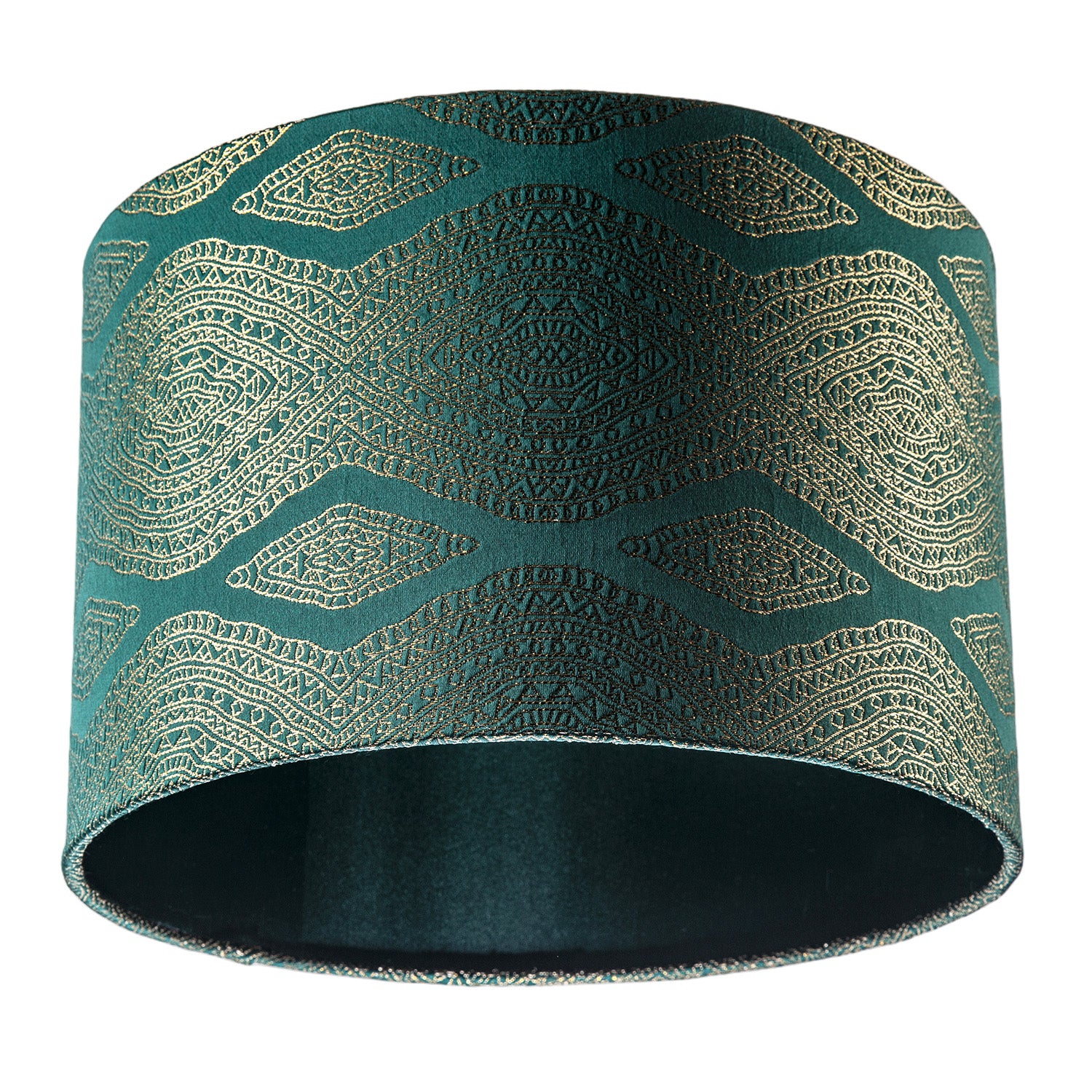 Sophisticated Forest Green Lamp Shade with Intricate Geometric Pattern Image 3