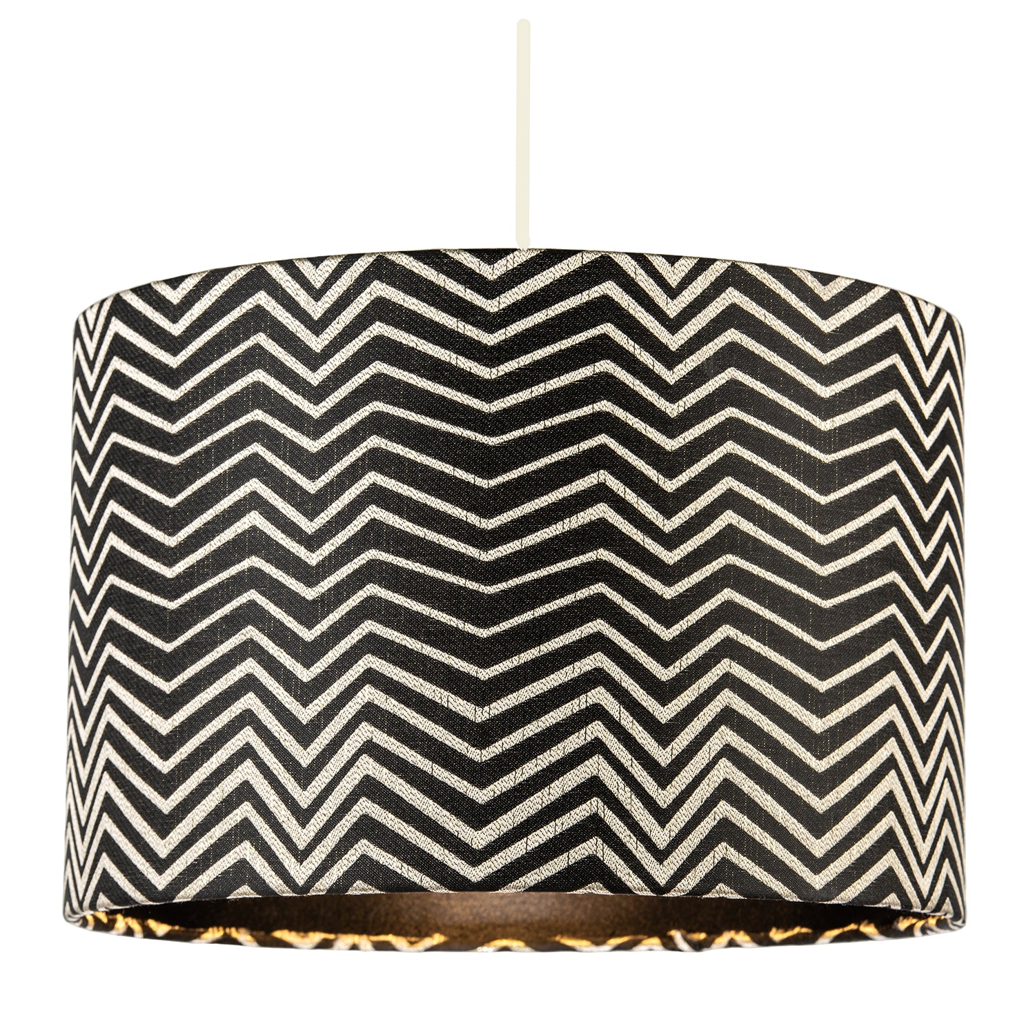 Scandinavian Style Black and White Chevron Pattern Textured Lamp Shade Image 2