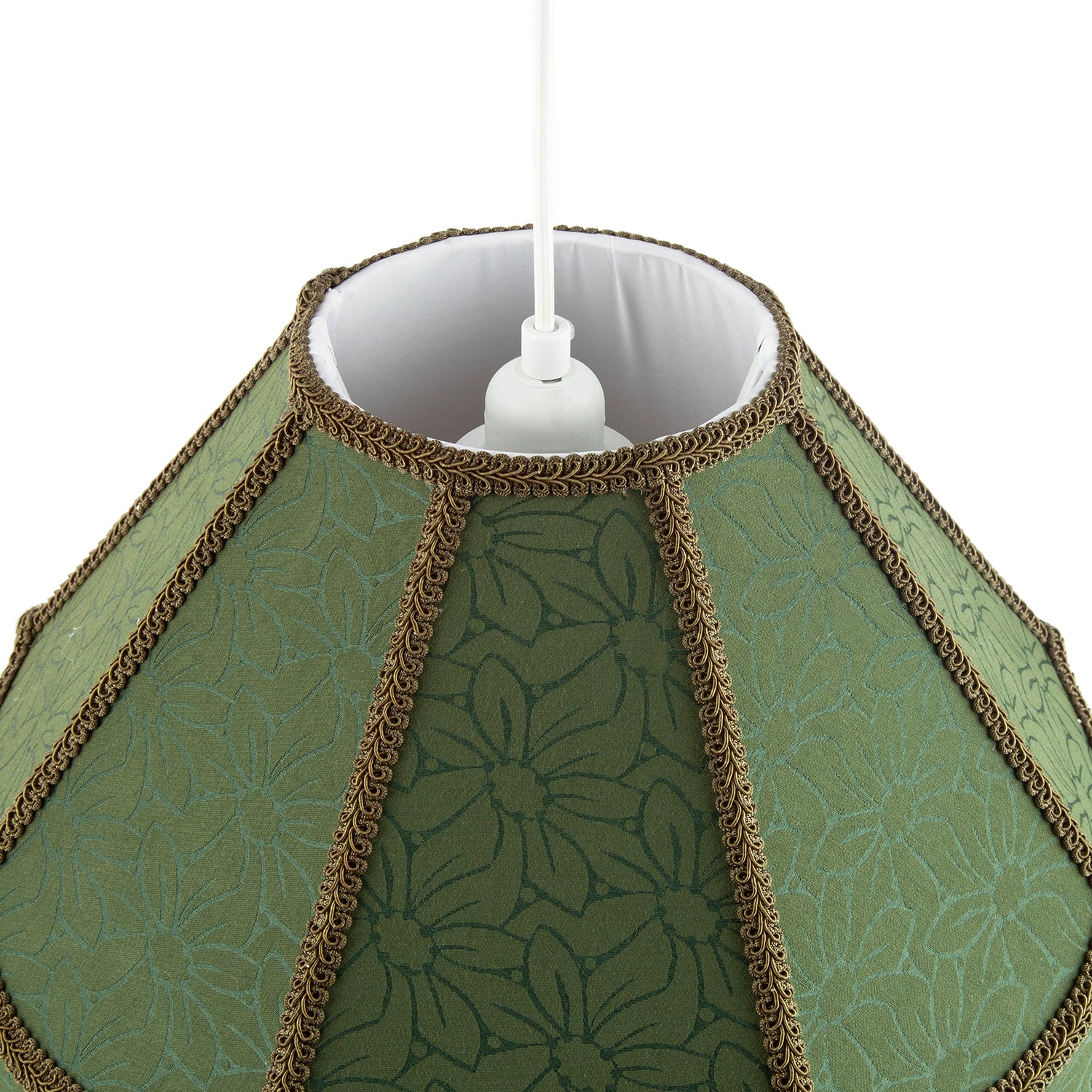Classic Forest Green Floral Jacquard Victorian Empire Pendant Shade Image 5