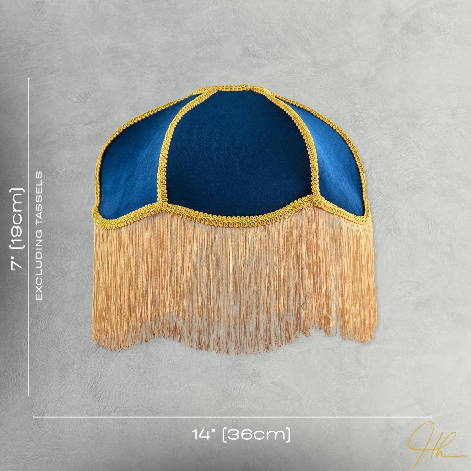 Domed Victorian Shape Lamp Shade in Navy Blue Velvet with Gold Trim Image 7