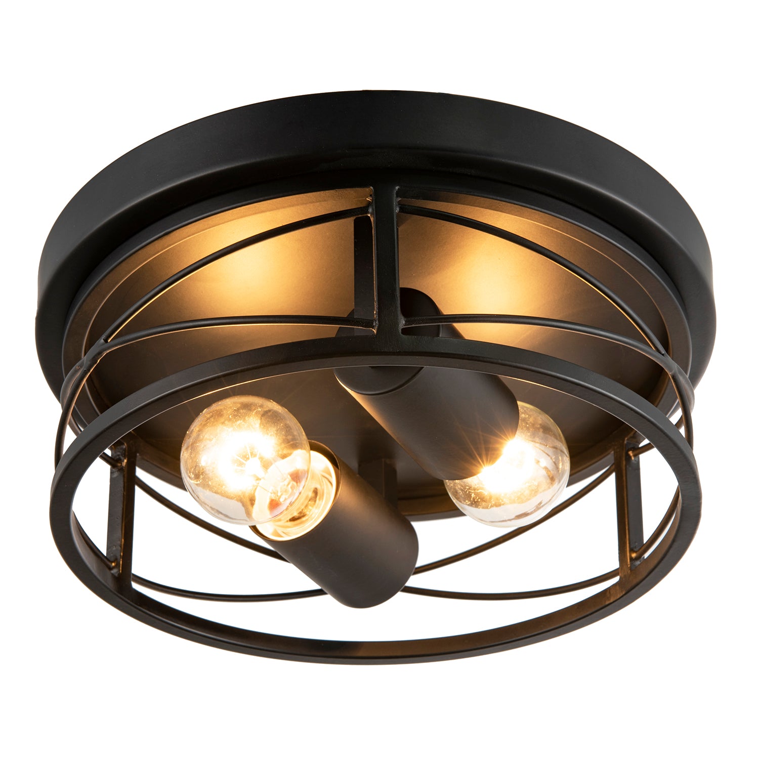 Industrial Vintage Black Round Flush Ceiling Light with Wire Design Image 8