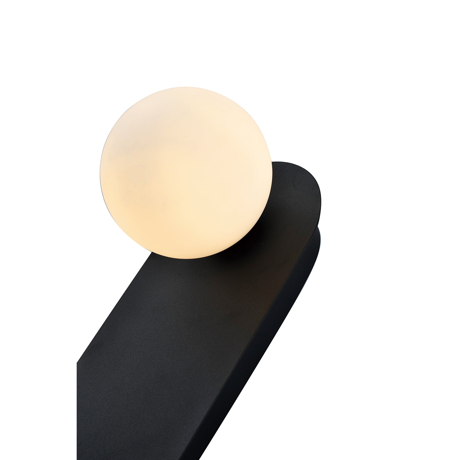 Matte Sand Black LED Wall Light with Opal White Spherical Glass Shade Image 3