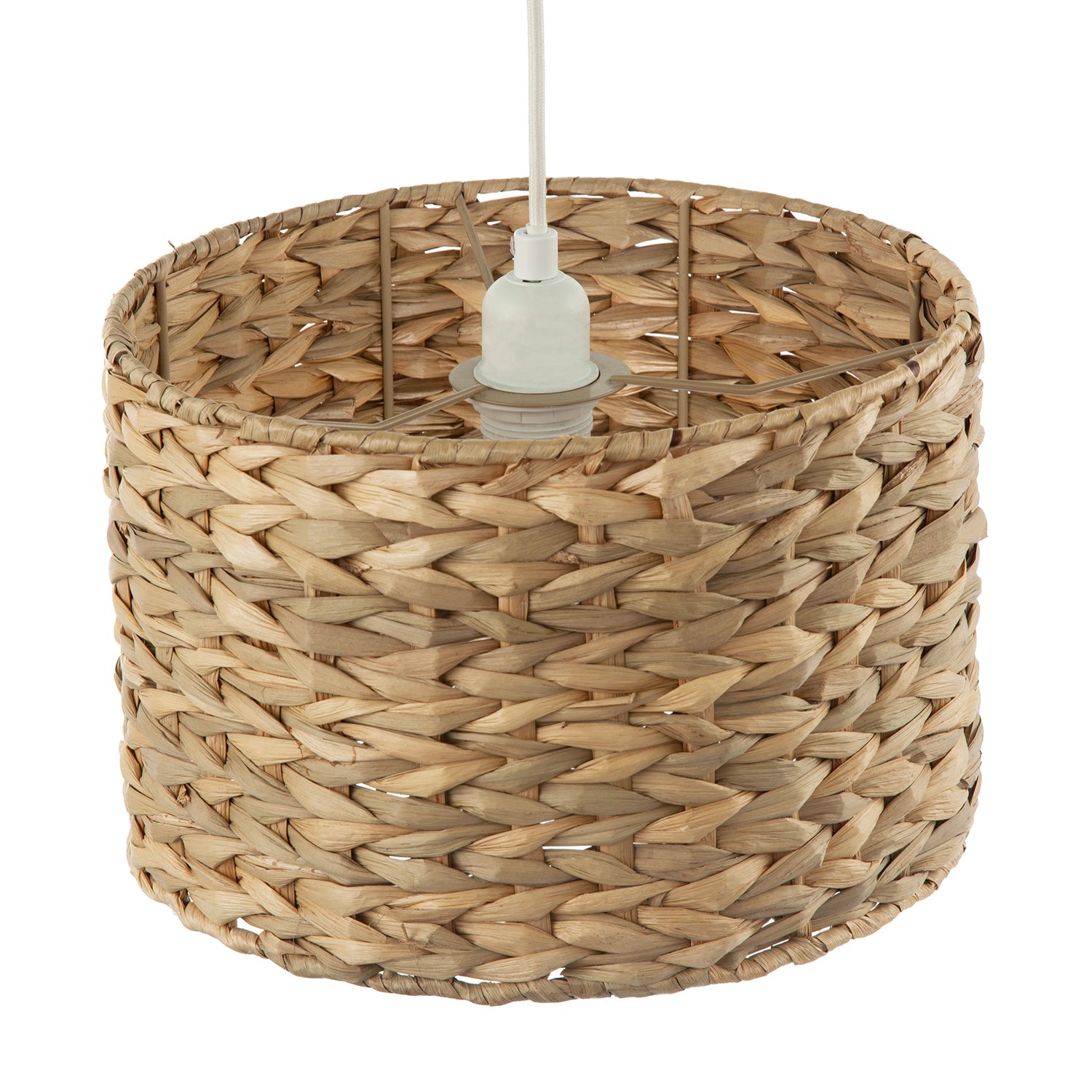 Woven Thick Twisted Brown Paper Pendant Shade with Drum Shape Design Image 5