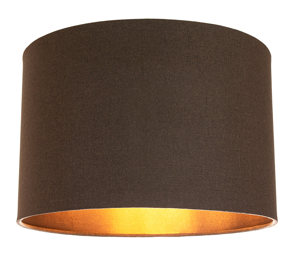 Contemporary and Sleek Brown Textured Linen Fabric Drum Lamp Shade 60w Maximum Image 3