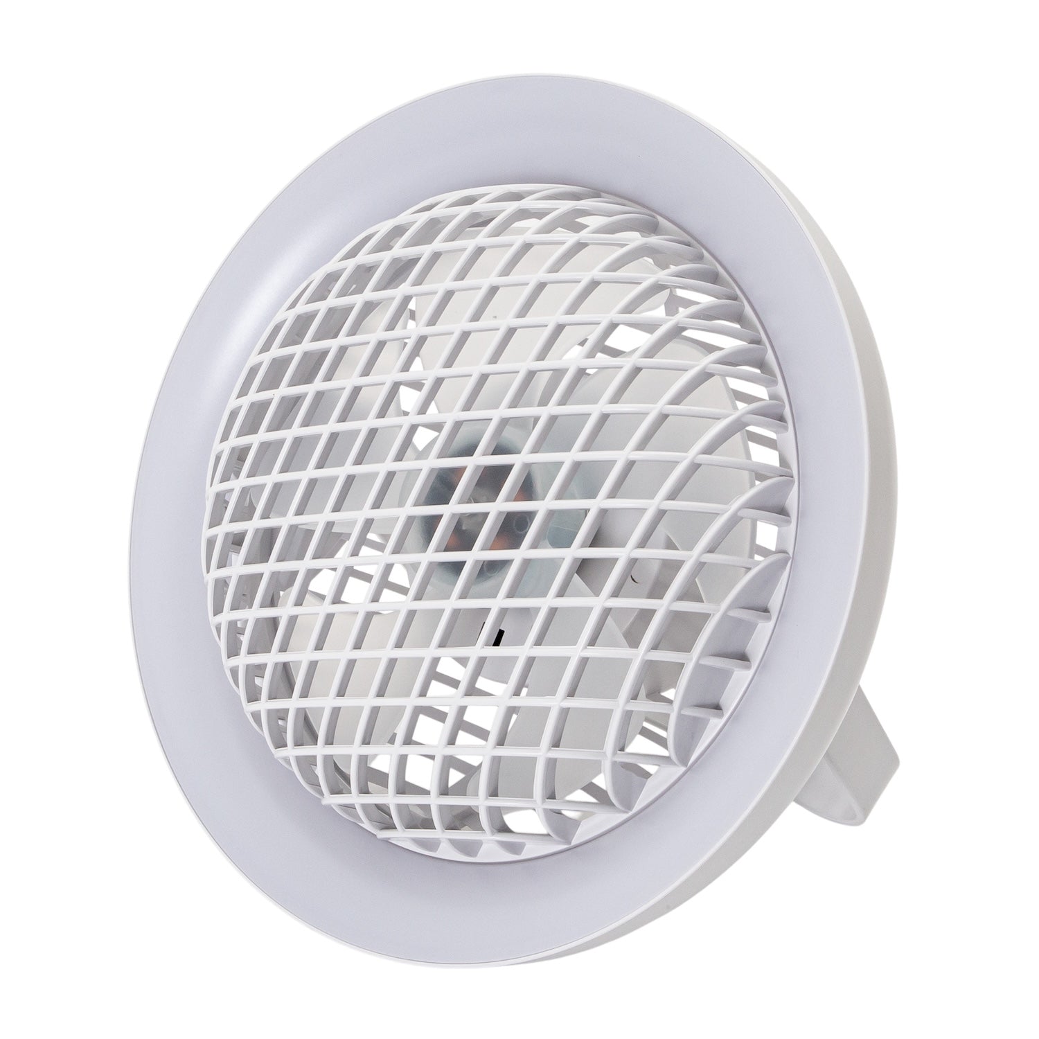 White Rechargeable 3 Speed Desk Fan with LED Dimmable Ring Light Image 5