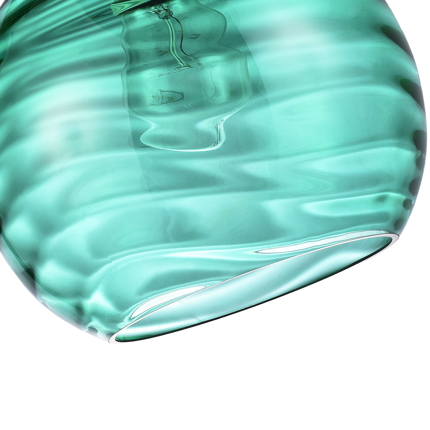 Modern Designer Emerald Green Circular Ribbed Glass Non Electric Pendant Shade Image 2