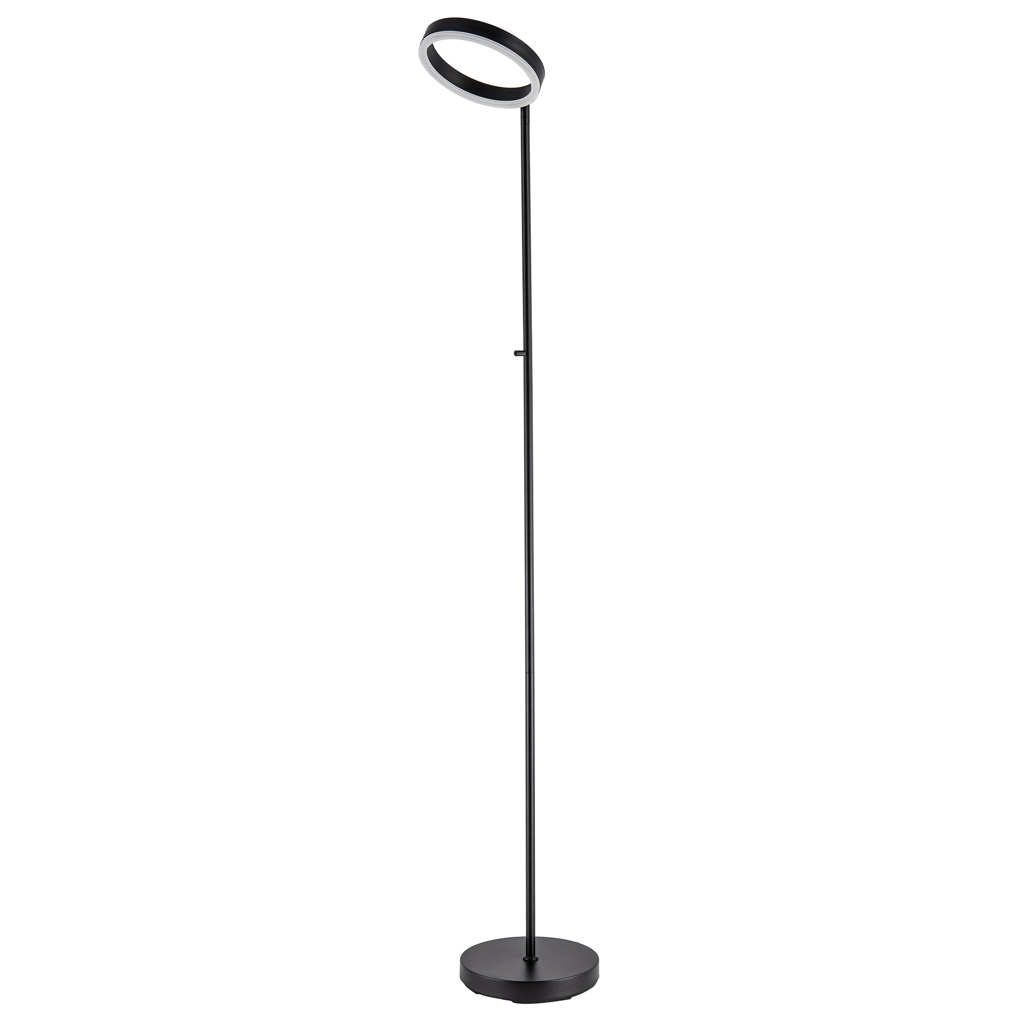 Modern LED Halo Ring Floor Lamp in Matte Black with CCT Dimmer Button Image 2