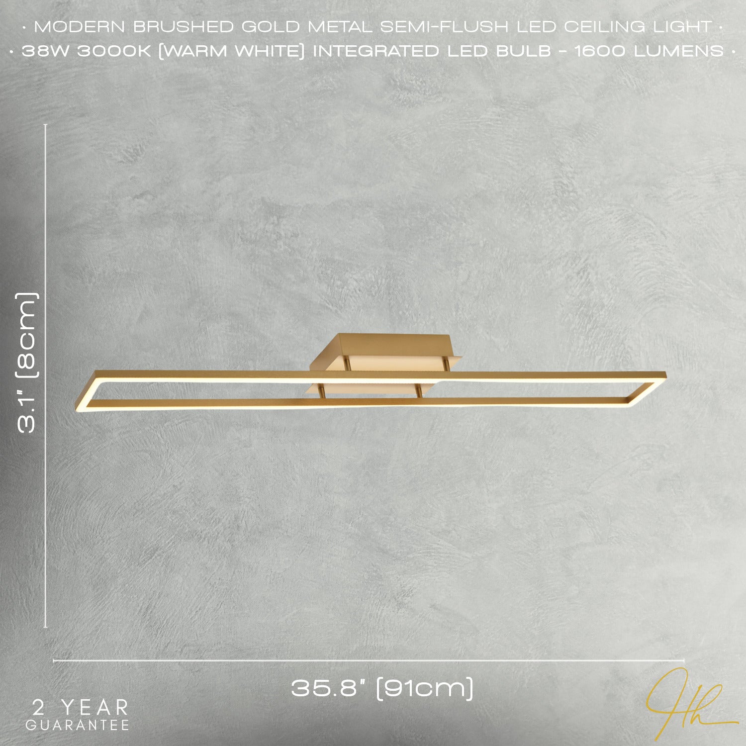 Brushed Gold LED Ceiling Strip Light Fitting - Ideal for Kitchens Image 6