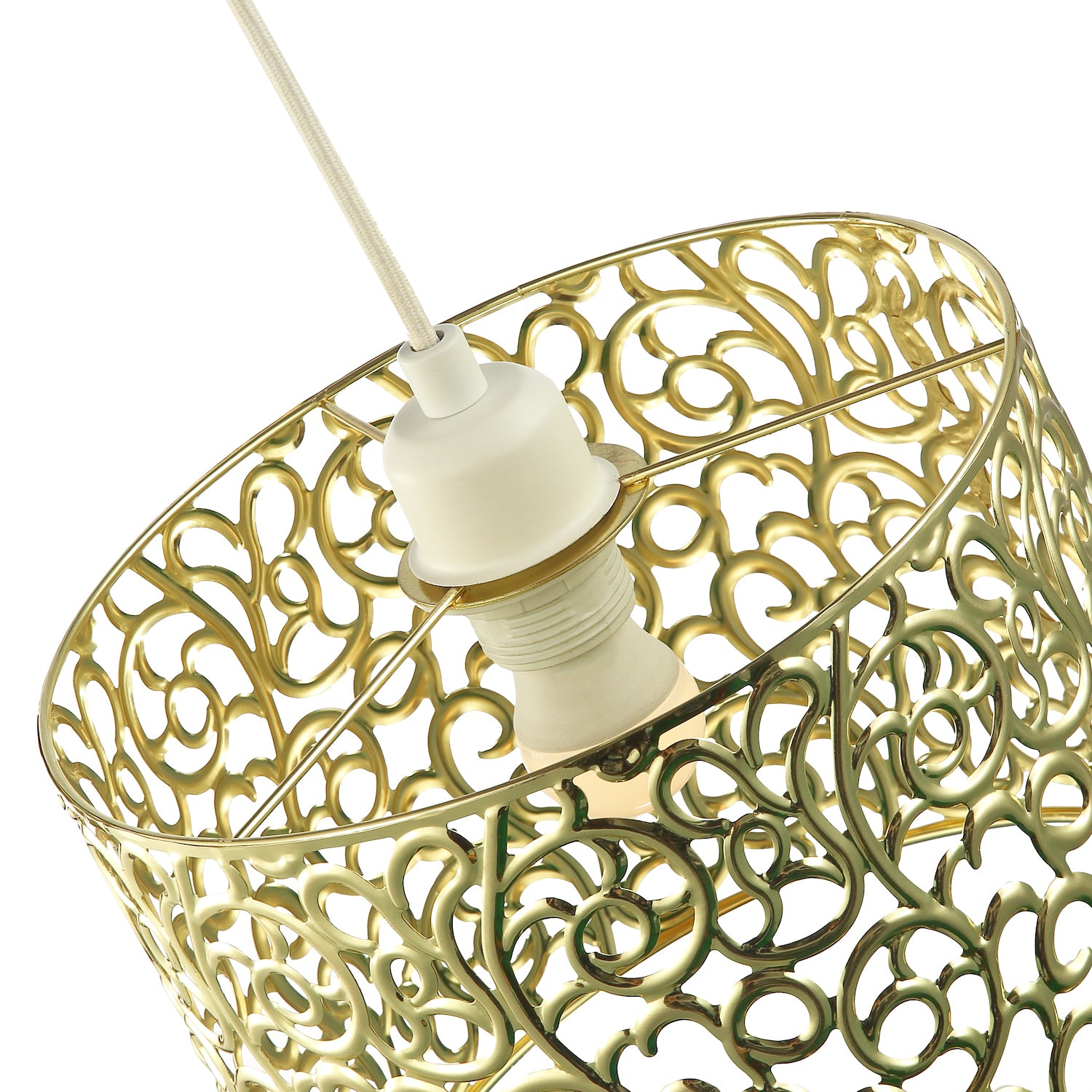 Elegant Classic Floral Polished Gold Metal Ceiling Pendant Shade 19cm x 25cm Image 5