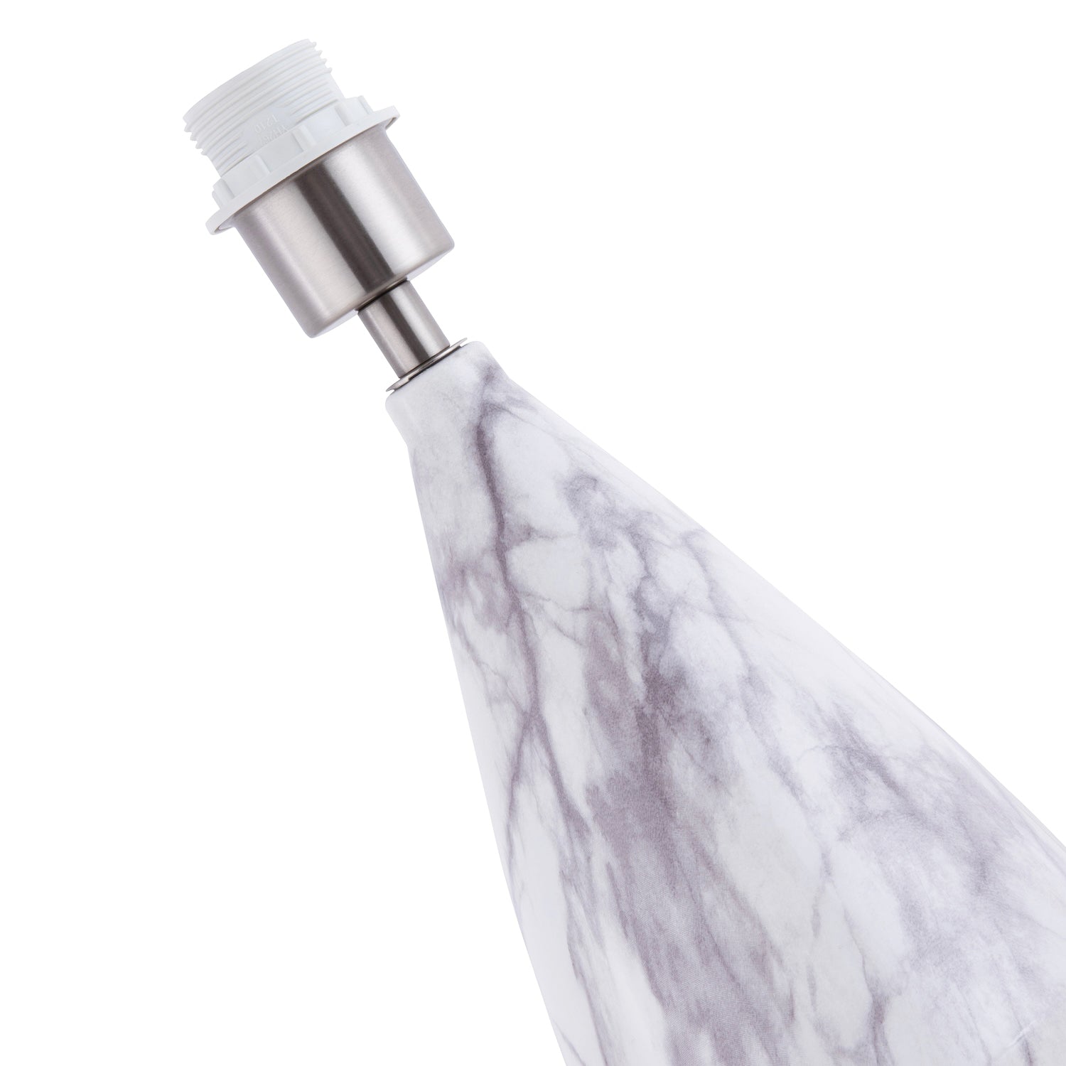 Marble Effect Ceramic Table Lamp Base with White Gloss Glazing and Chrome Trim Image 3