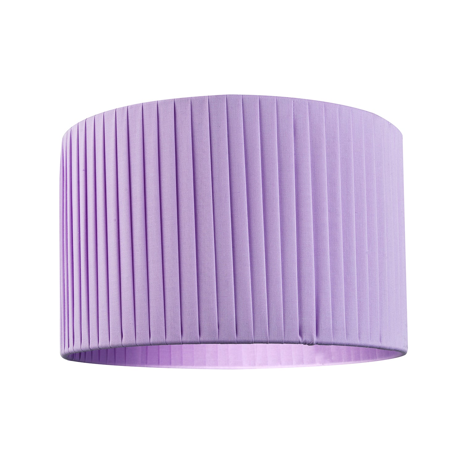 Contemporary Designer Double Pleated Lilac Cotton Fabric 12" Drum Lamp Shade Image 1