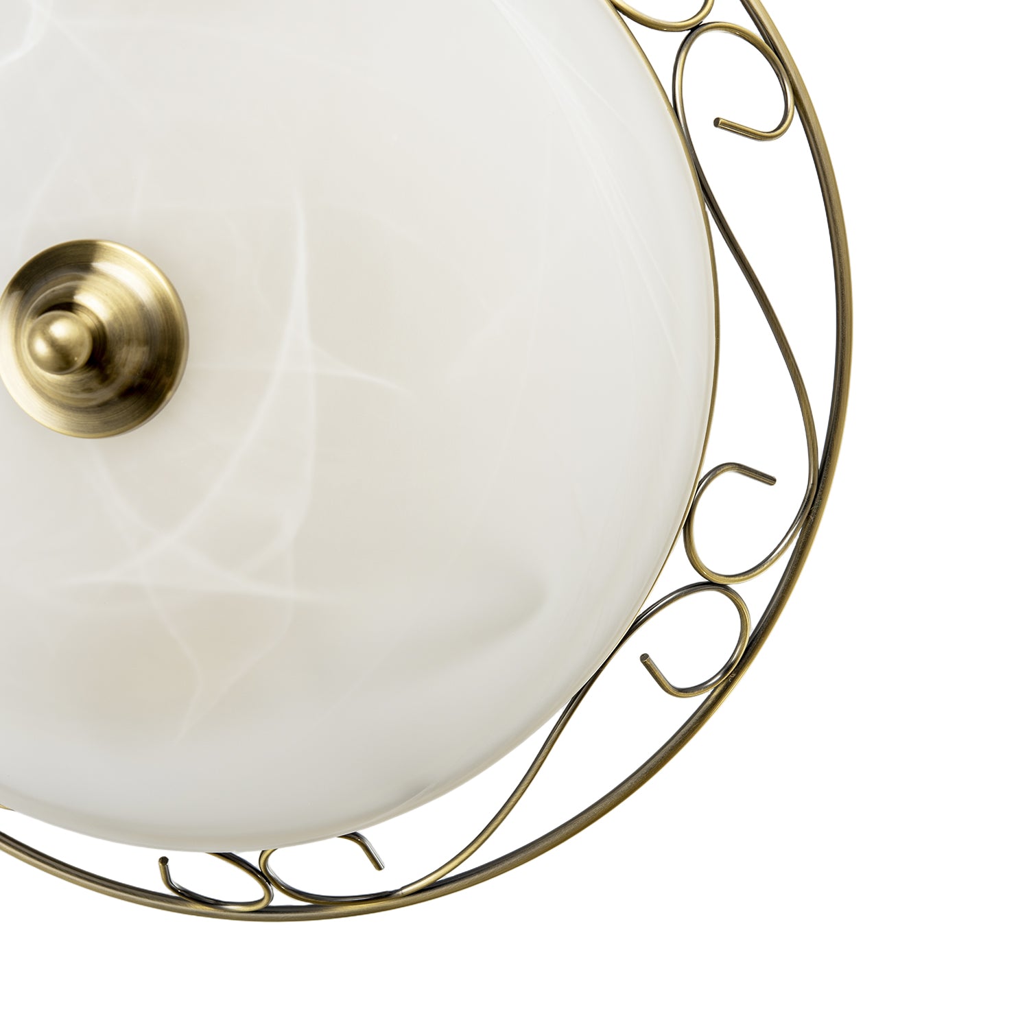 Traditional Antique Brass Flush Ceiling Light with Alabaster Glass Image 4