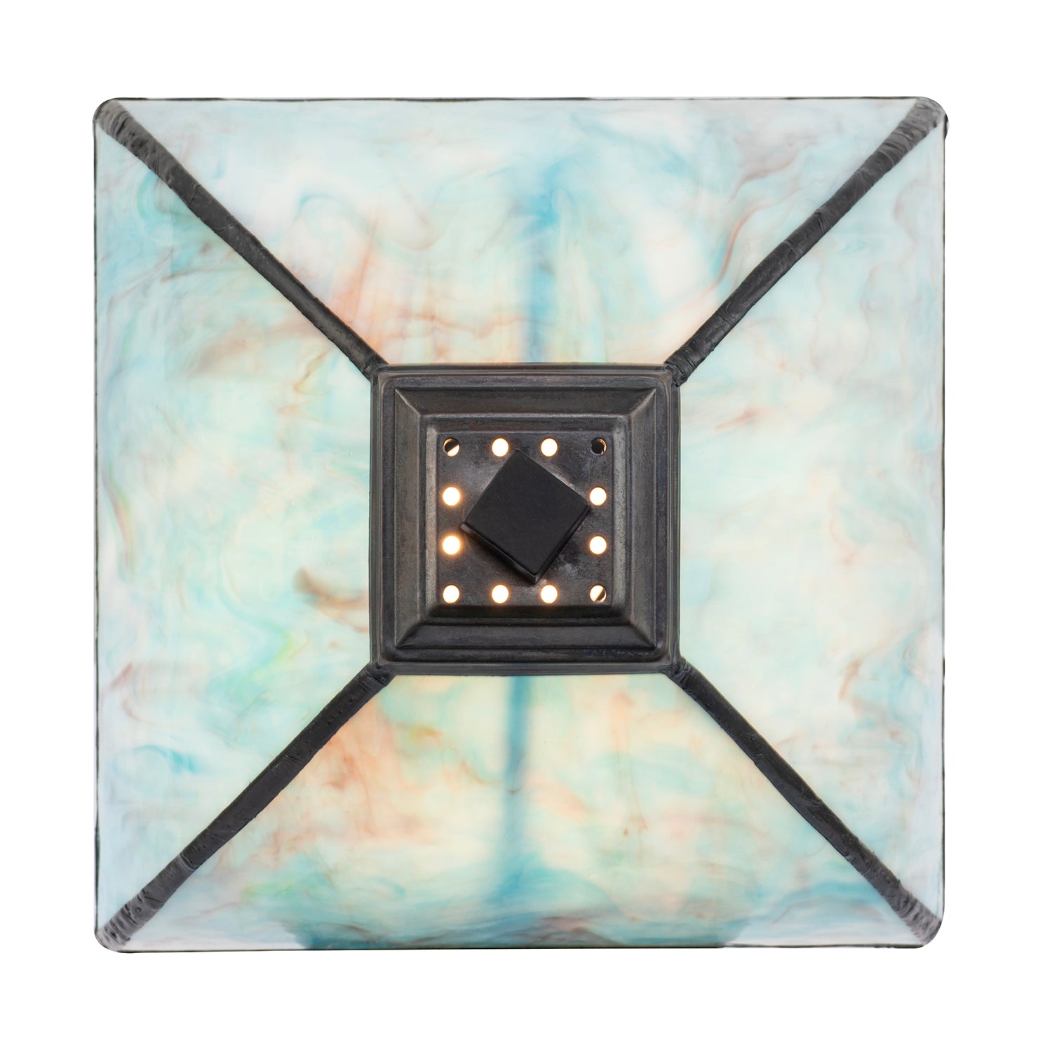 Emerald Green and Teal Mix Tiffany Glass Table Lamp with Black Base Image 5