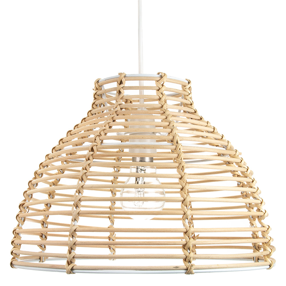 Traditional Basket Style Light Rattan Wicker Ceiling Pendant Light Shade