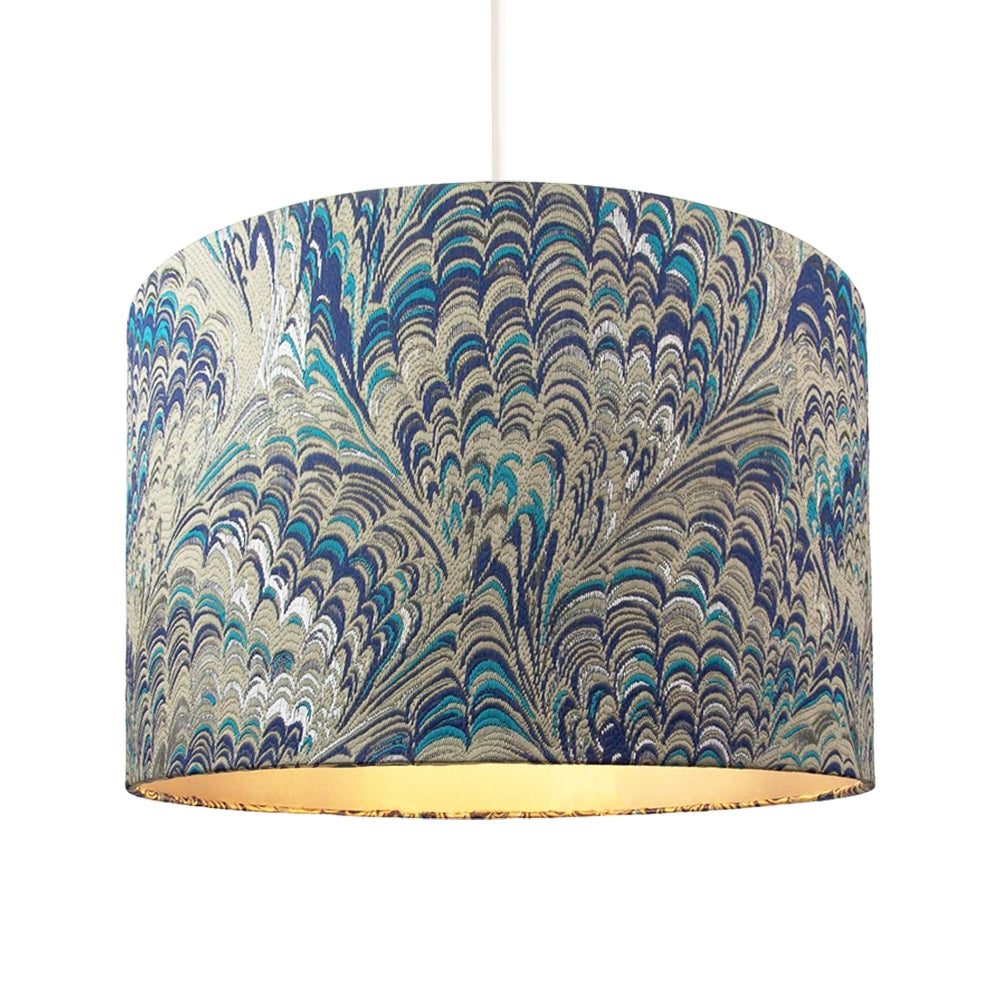 Contemporary and Vivid Peacock Print Table/Pendant Lamp Shade in Soft Cotton Image 2