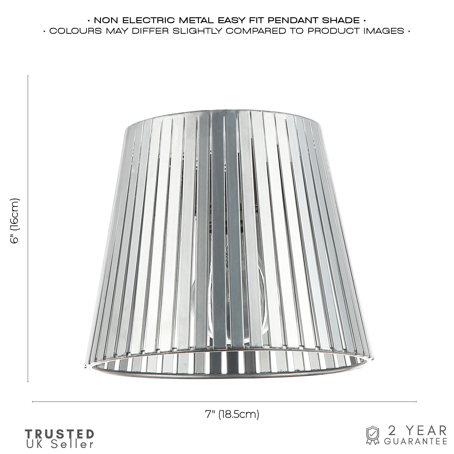 Industrial Retro Matte Silver Light Shade with Flat Metal Strips 18cm Diameter Image 6