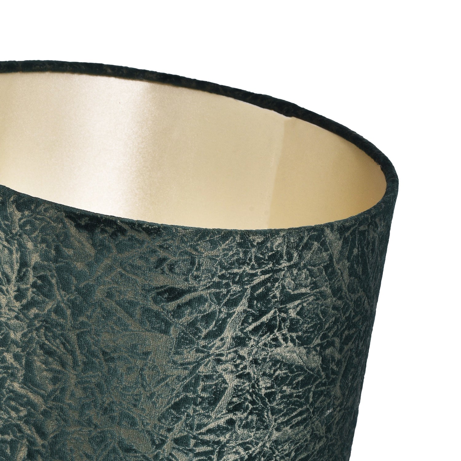 Dark Forest Green Velvet Crinkle 10 Inch Lampshade with Champagne Satin Lining Image 5