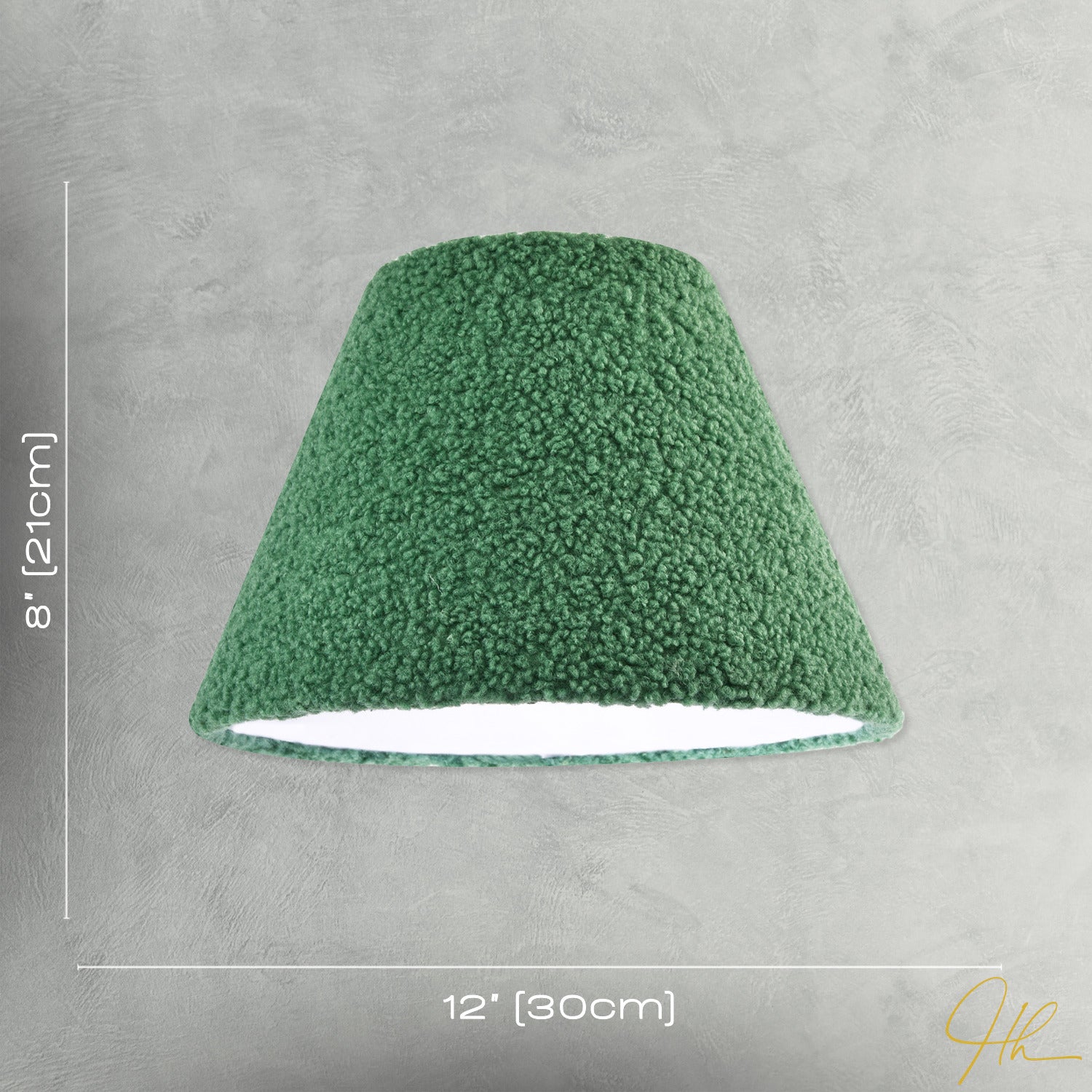Emerald Green Textured Velvet Wool Fabric Lamp Shade with White Inner Image 7