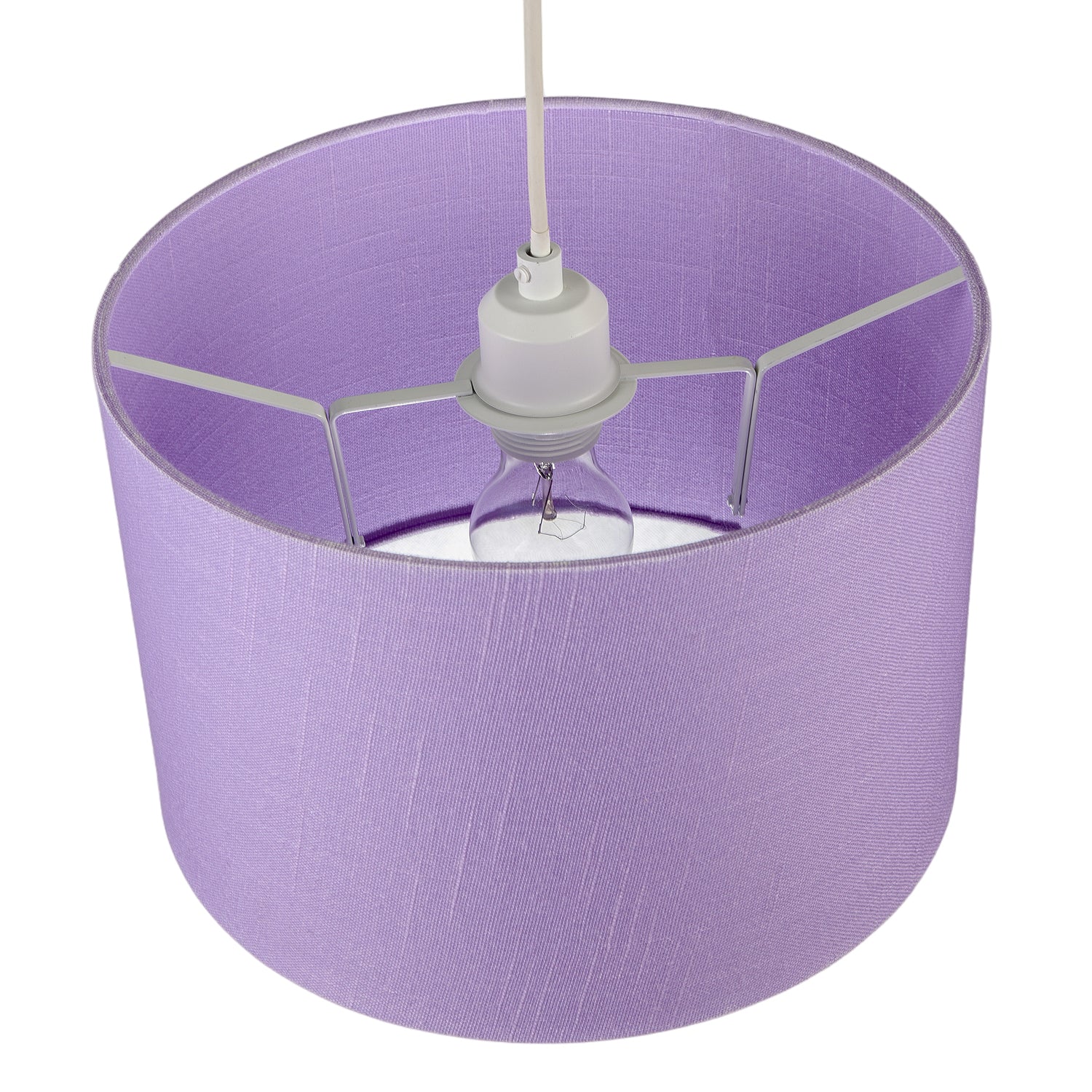 Modern Designer Lavender Oil Textured Linen Fabric Circular Lamp Shade Image 3