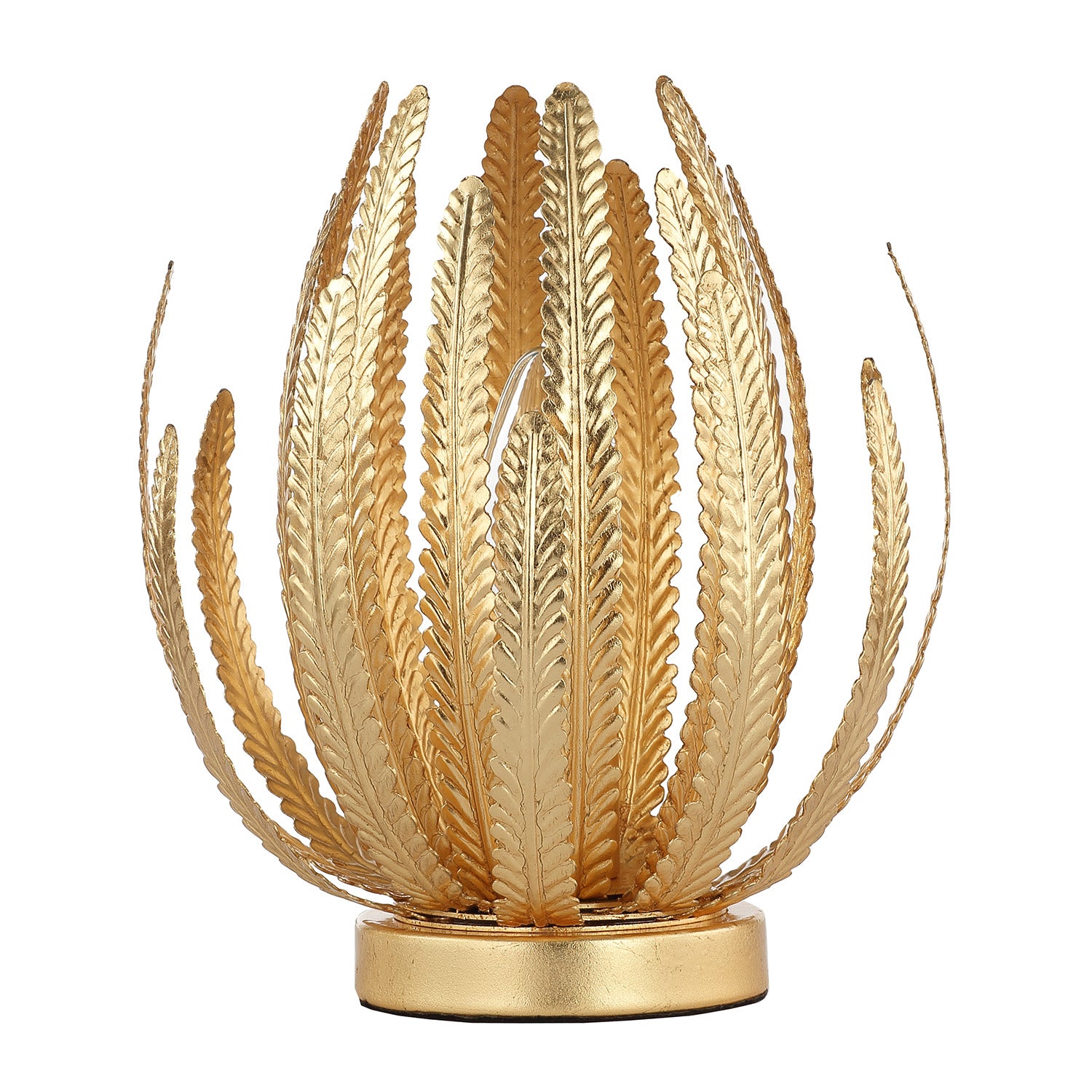 Contemporary Unique Layered Leaf Uplighter Table Lamp in Striking Gold Foil Leaf Image 2