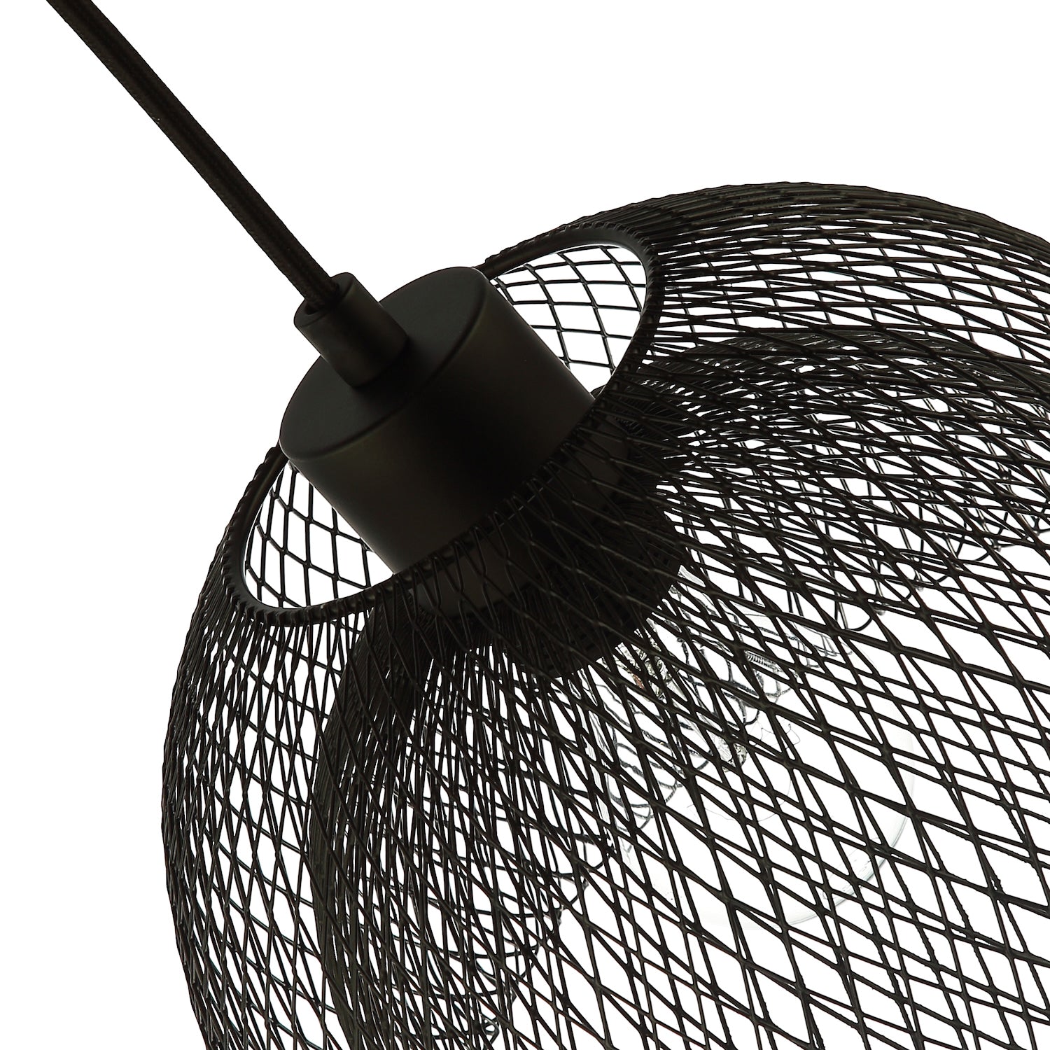 Industrial and Modern Double Mesh Wire 26cm Pendant Light Shade in Matte Black Image 4