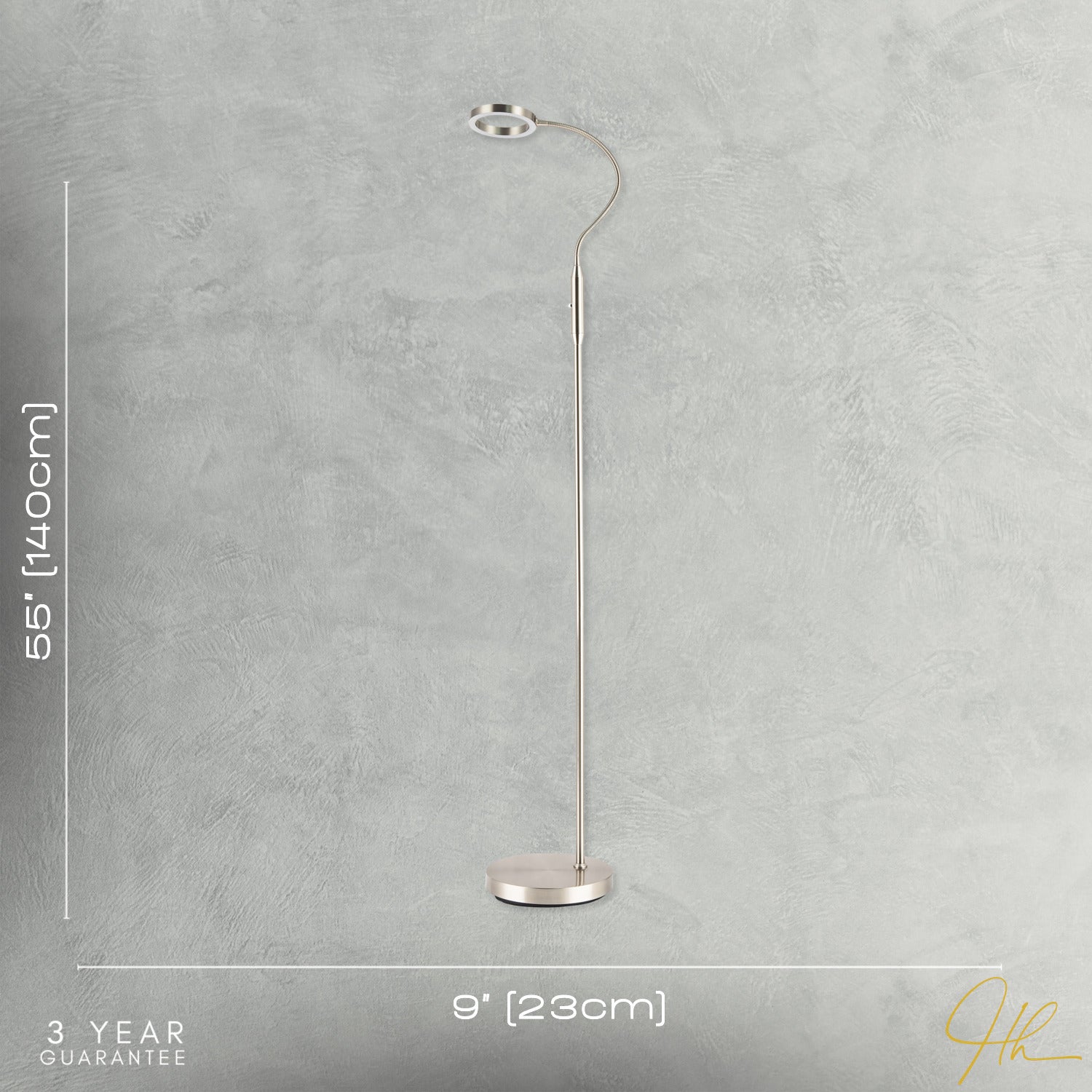 Modern Nickel Task Floor Lamp with LED Halo Ring and CCT Memory Dimmer Image 7