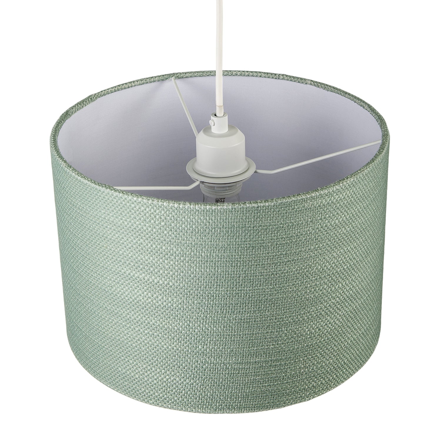 Desert Sage Green Textured Linen Pendant Lighting Shade with Diffuser Image 3