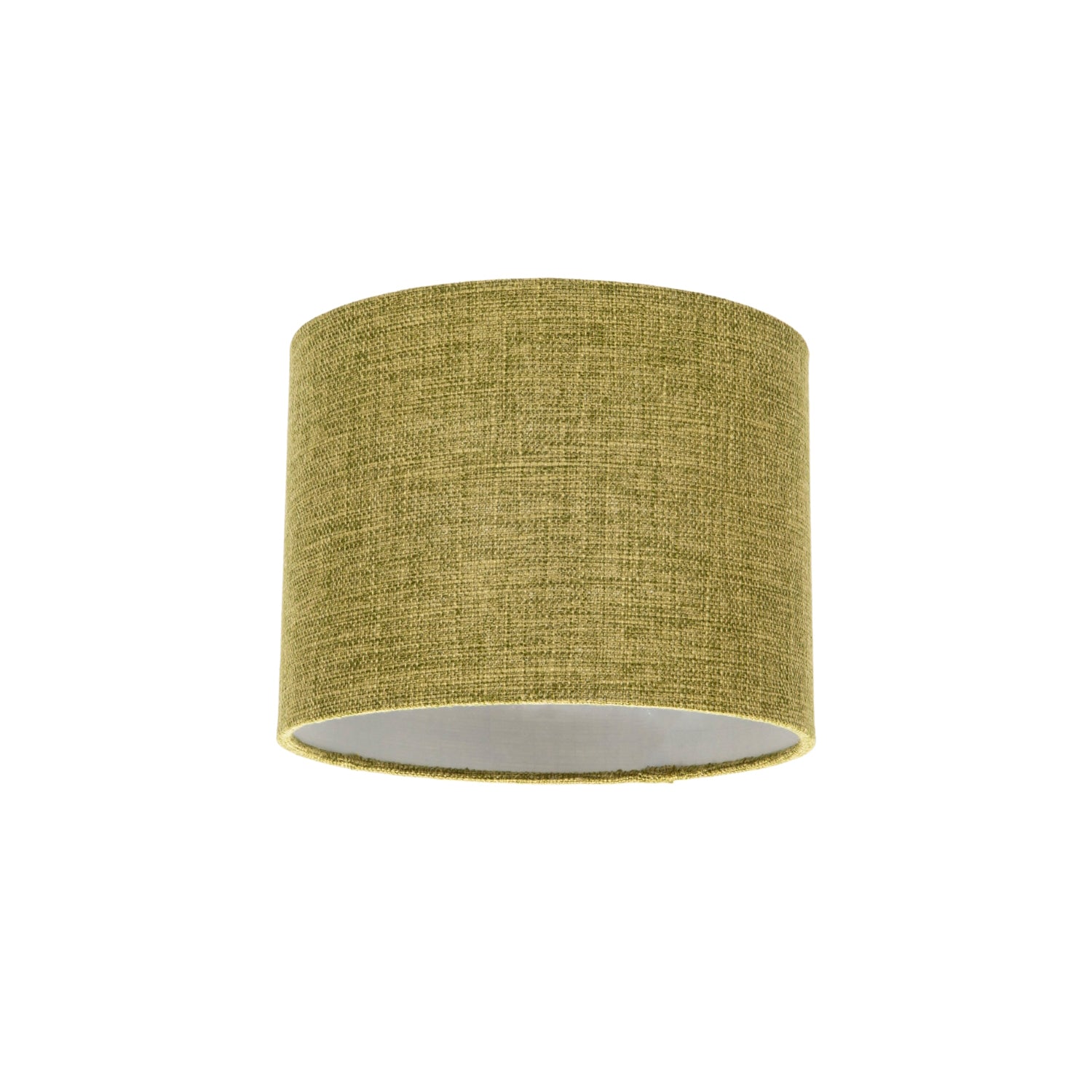 Modern Olive Linen Fabric Small 8" Drum Lamp Shade with Silver Inner Lining Image 1