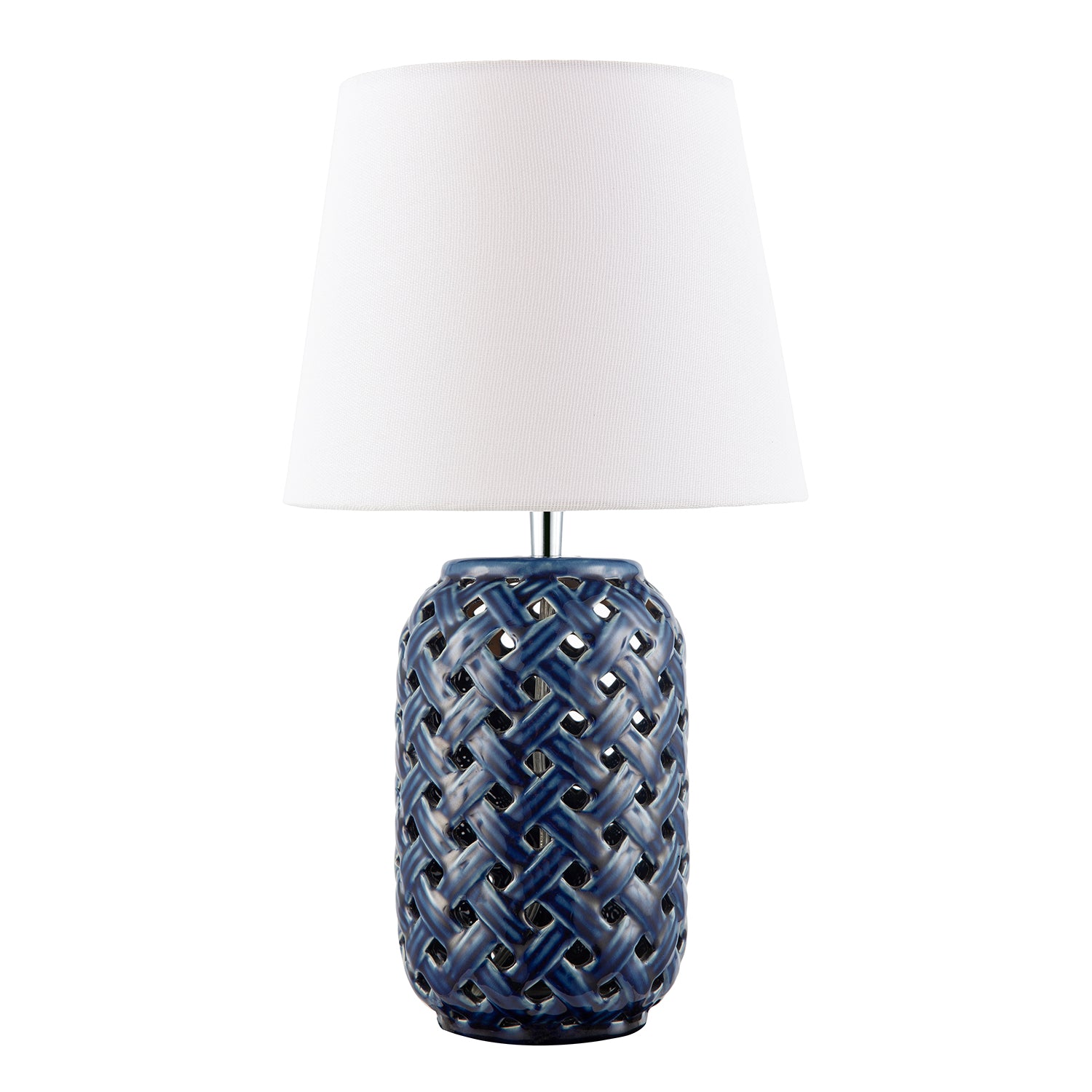 Lattice Design Ceramic Gloss Table Lamp in Brushed Midnight Blue Image 5
