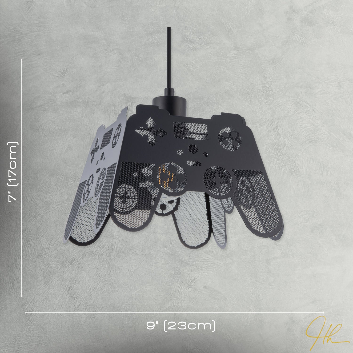 Modern Matte Black Game Controller Pendant Shade with Laser Cut Holes Image 7