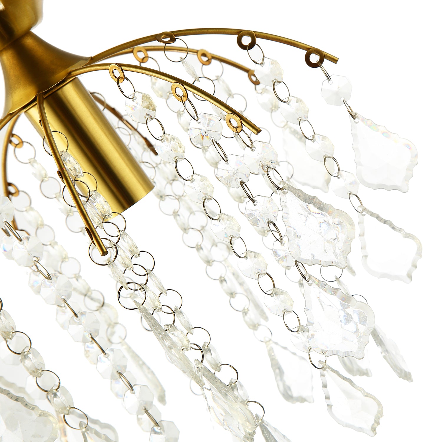Traditional Crystal Glass Waterfall Ceiling Light in Brushed Gold Image 3