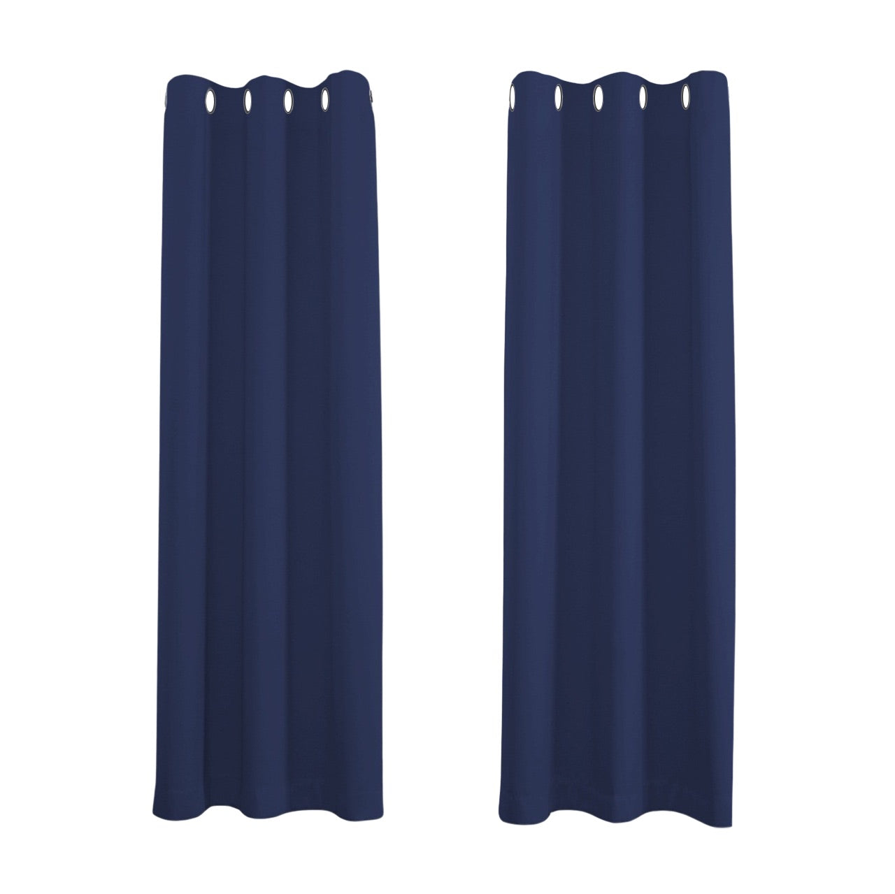 Midnight Blackout Curtains - Navy Blue Thermal Eyelet - 46 x 54 Drop - 2 Panel Image 1