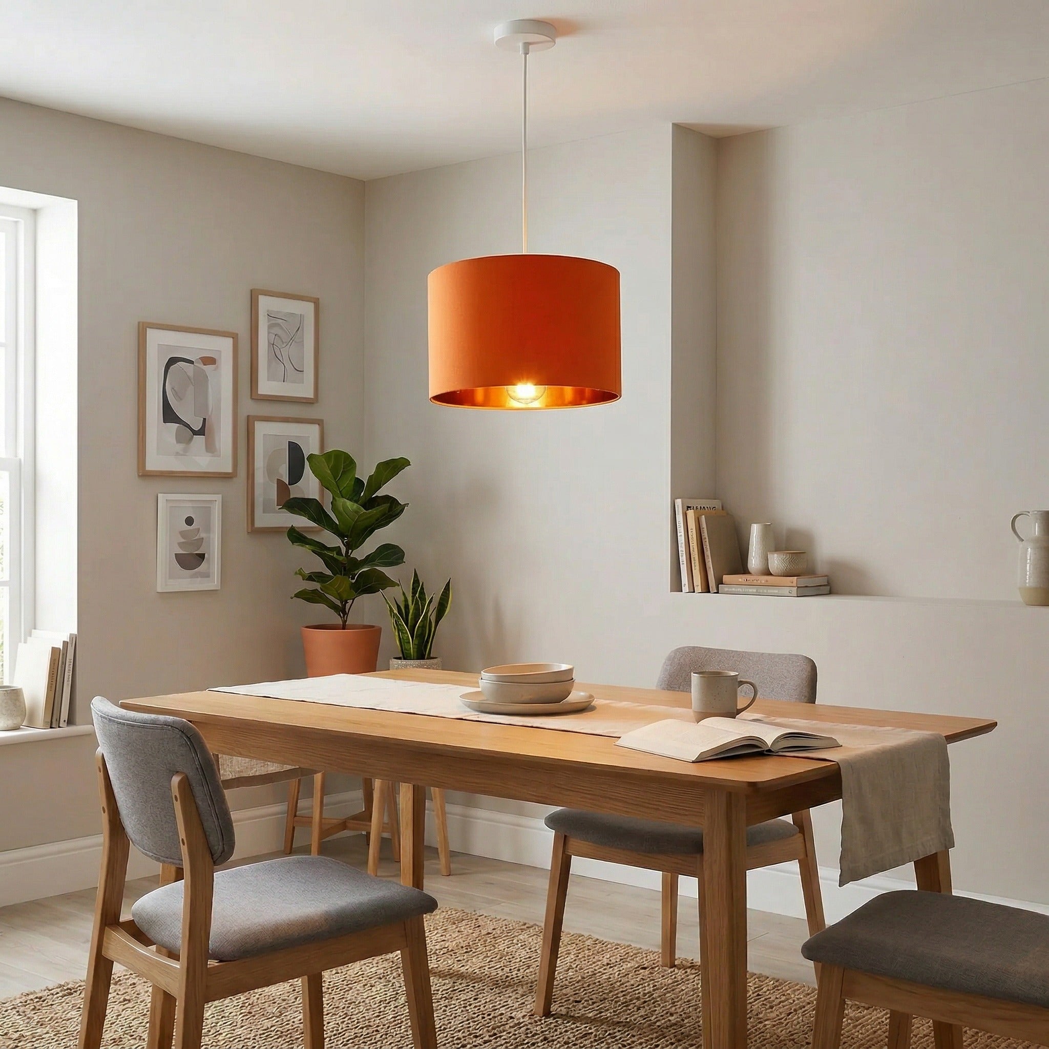 Contemporary Vivid Orange Cotton 12" Table Base or Pendant Lamp Shade Image 7