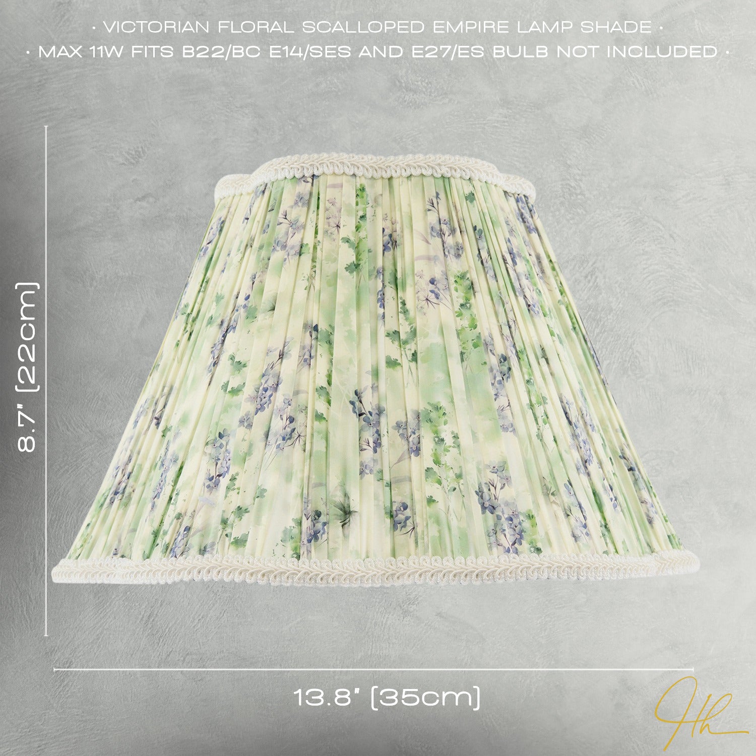 Green and Blue Floral Victorian Scallop Shade with Embroidered Trims Image 7