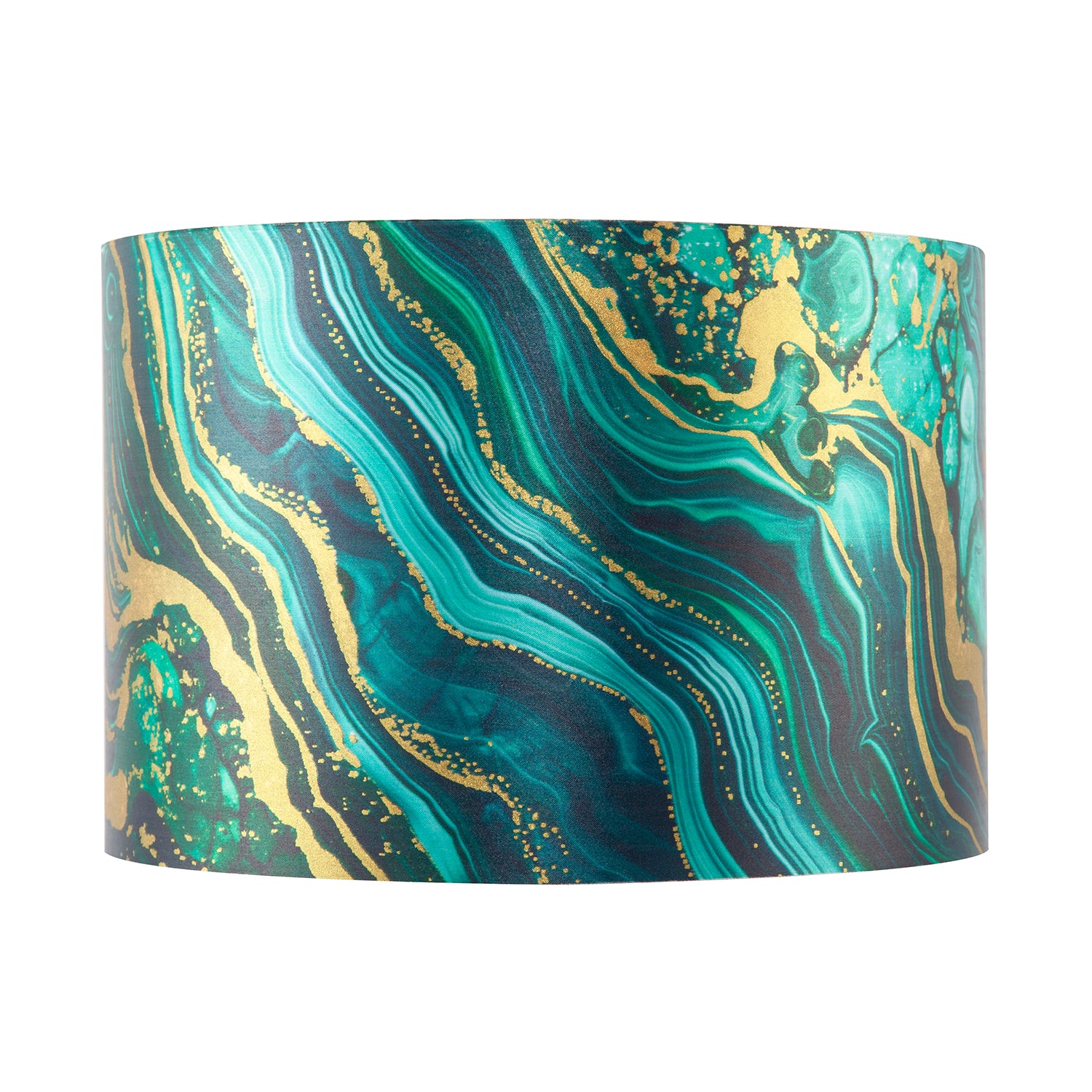 Modern Green and Gold Satin Fabric Lamp Shade with Wavy Marble Design Image 5