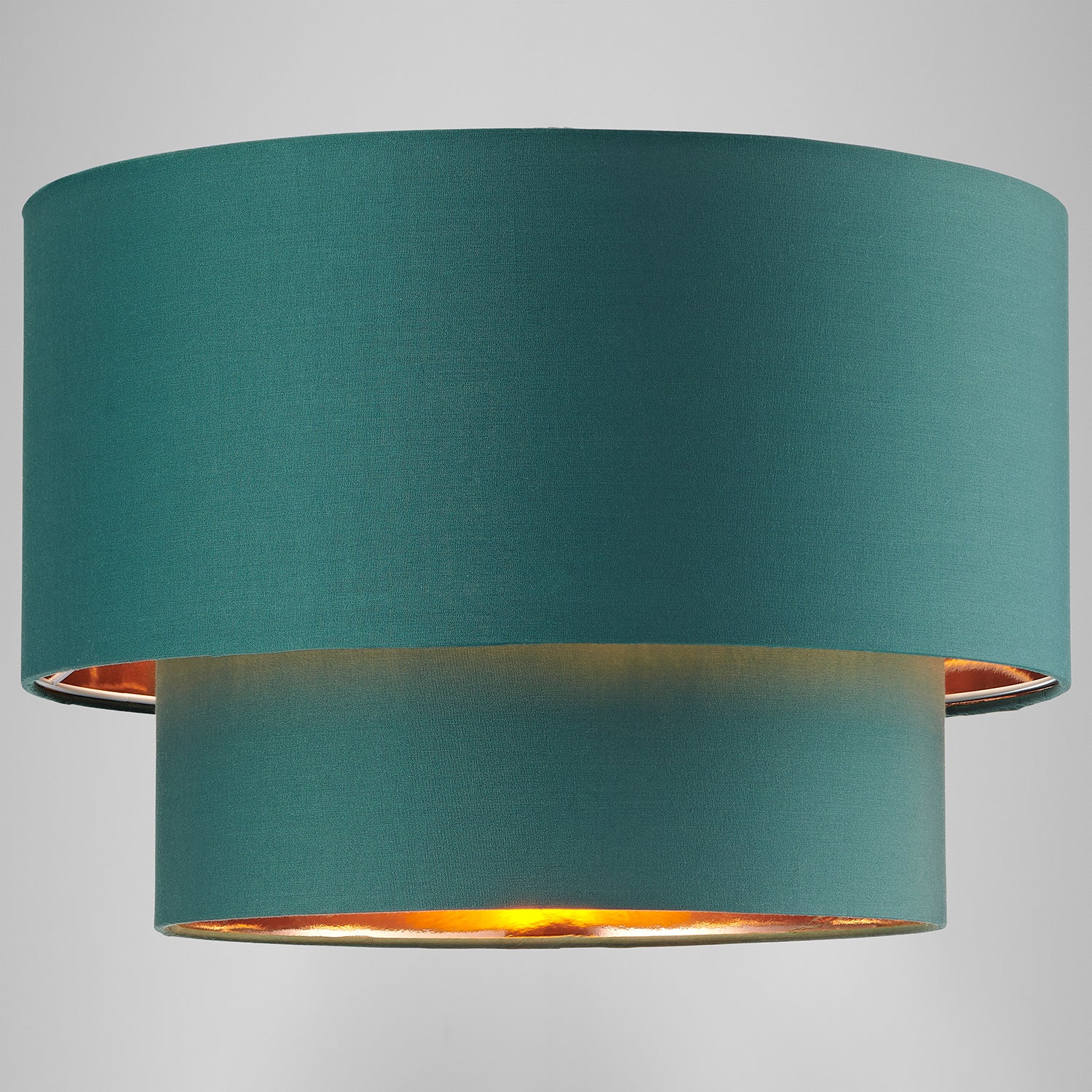 Designer Forest Green Cotton Double Tier Ceiling Shade with Shiny Copper Inner Image 8