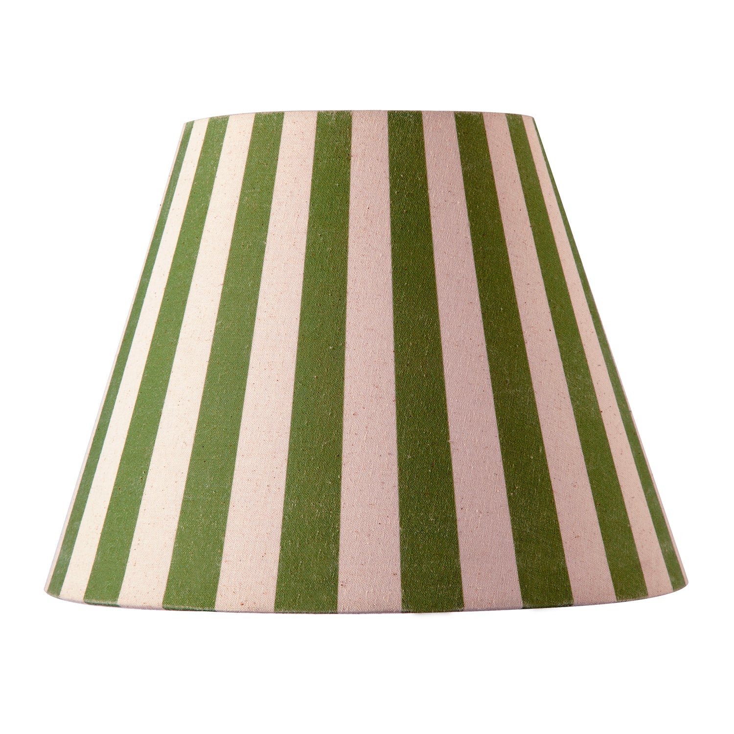 Olive Green and Oatmeal Linen Striped Coolie Shade with Cotton Inner Image 4