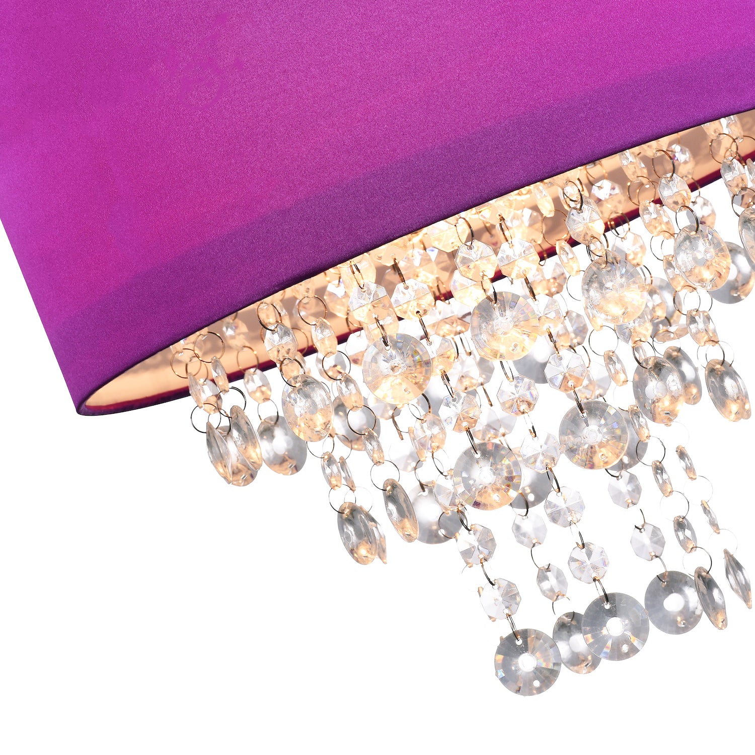 Modern Purple Satin Fabric Pendant Light Shade with Transparent Acrylic Droplets Image 4