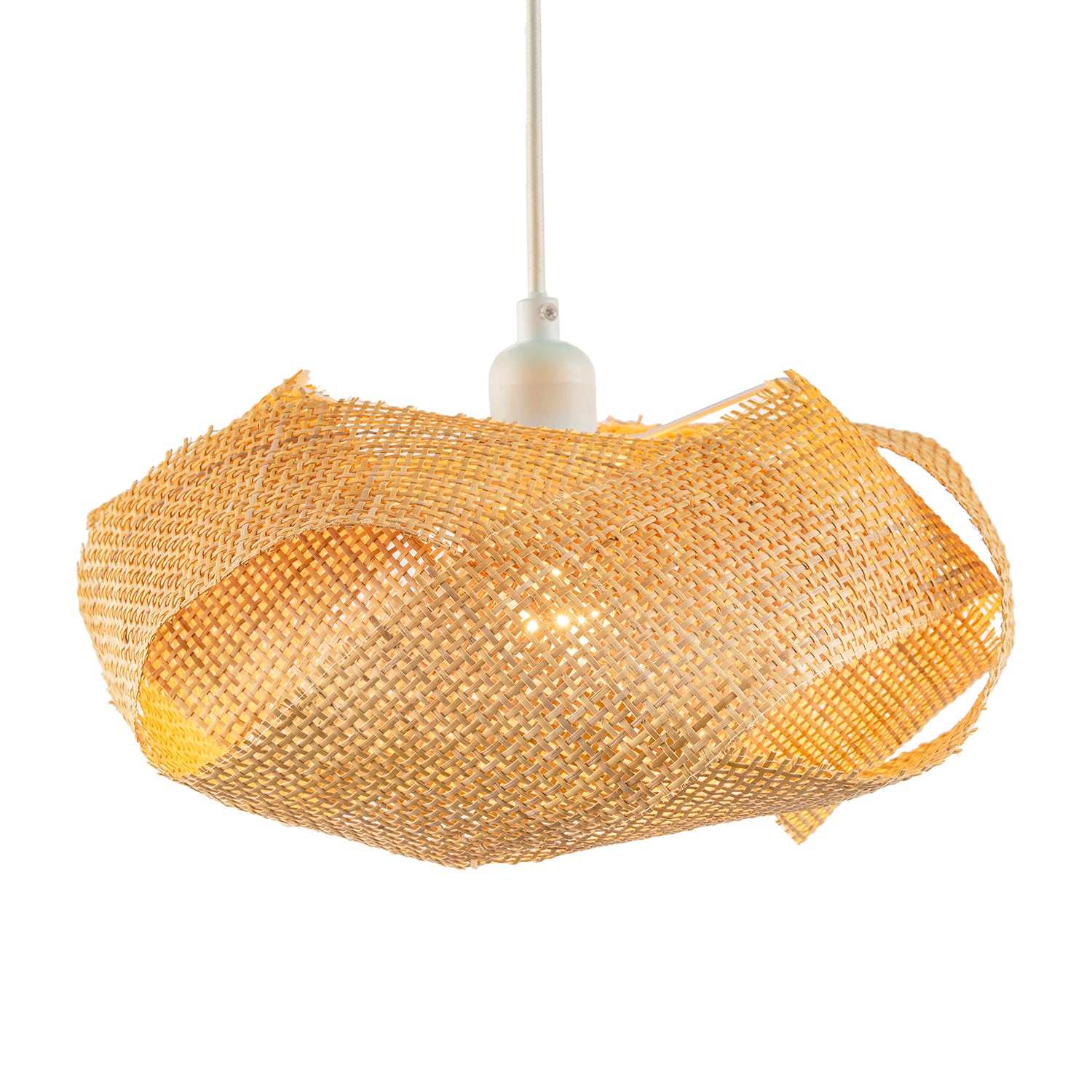 Modern Designer Natural Brown Woven Rattan Pendant Lighting Shade Image 2