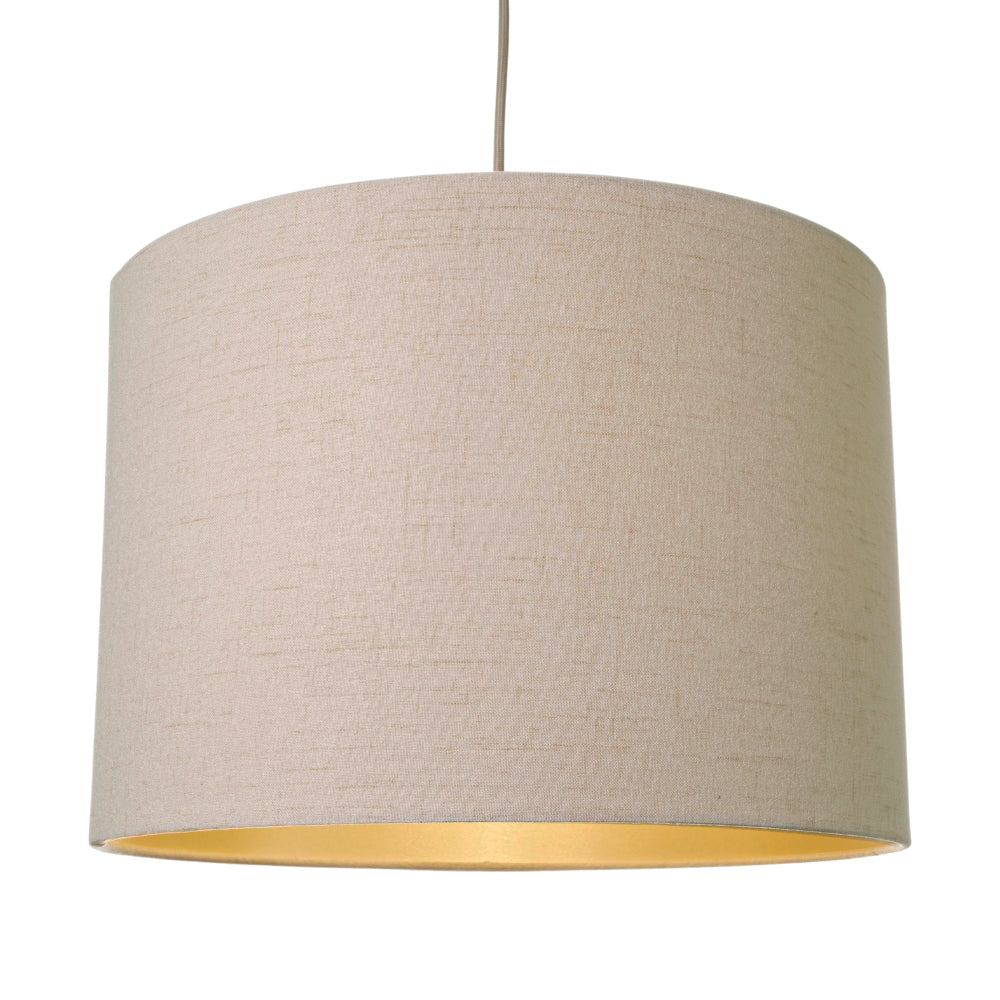 Contemporary Taupe Textured Linen Fabric 16" Lamp Shade with Satin Inner Lining Image 2