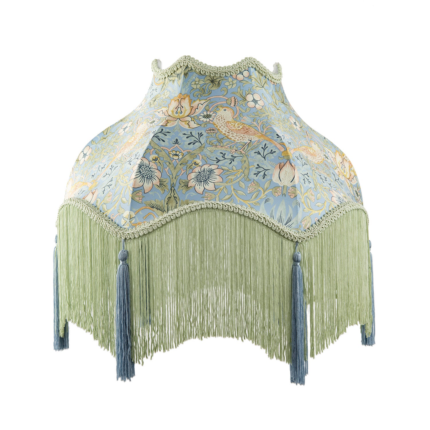 Vintage Victorian Shabby Chic Lamp Shade in Emerald Green and Blue Image 1