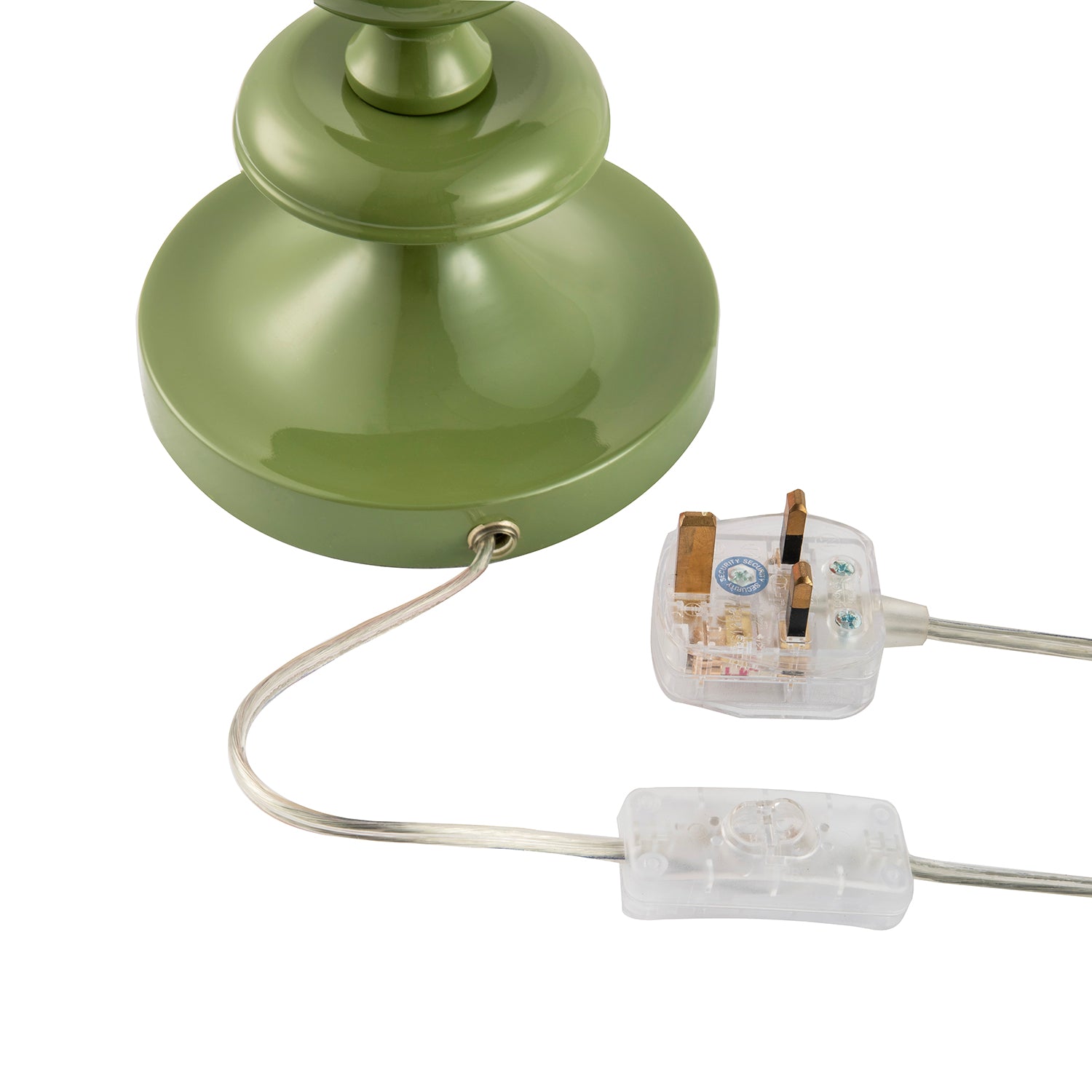 Modern Olive Green Gloss Table Lamp Base with Chic Round Step Design Image 2