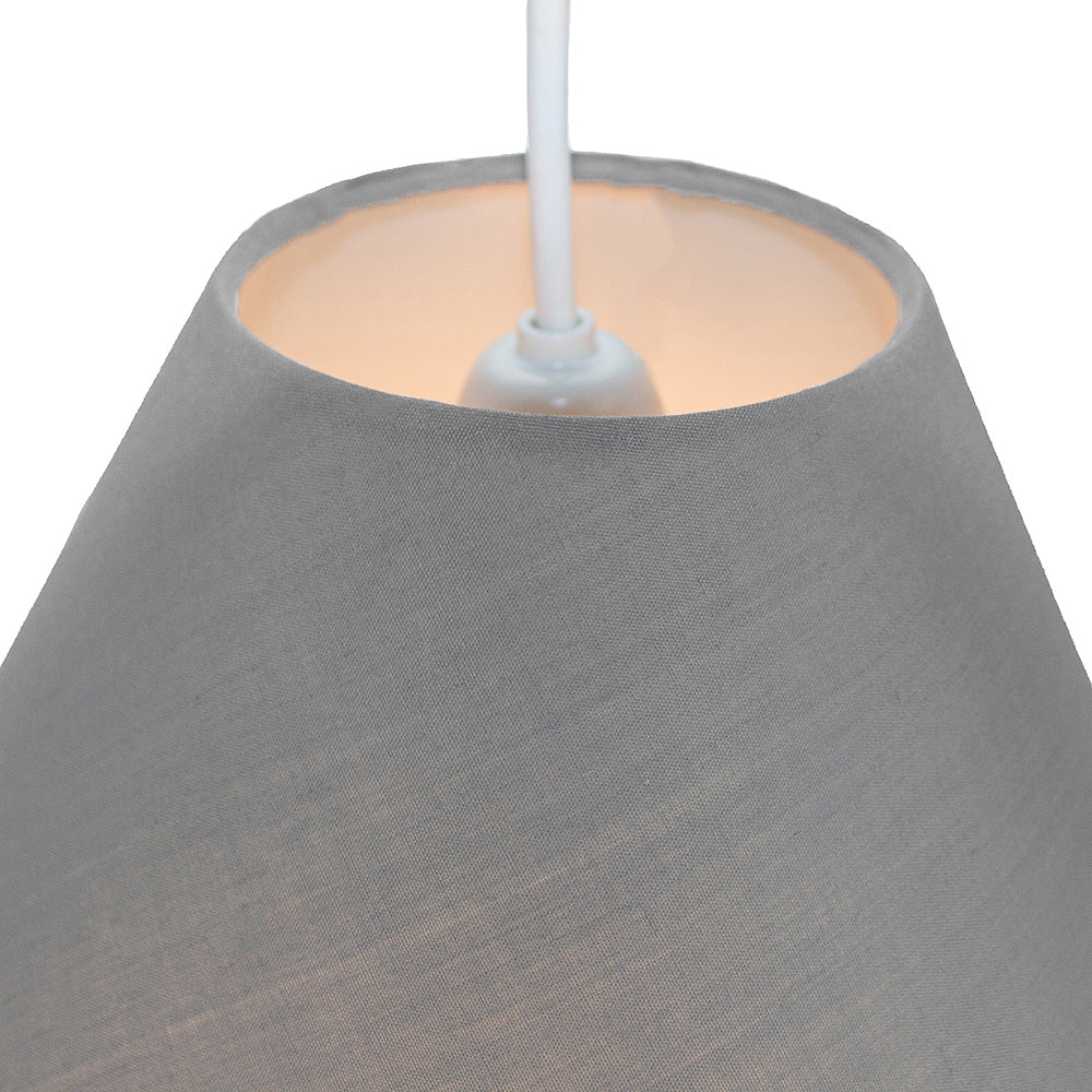 Traditional 12" Grey Cotton Coolie Lampshade Suitable for Table Lamp or Pendant Image 5