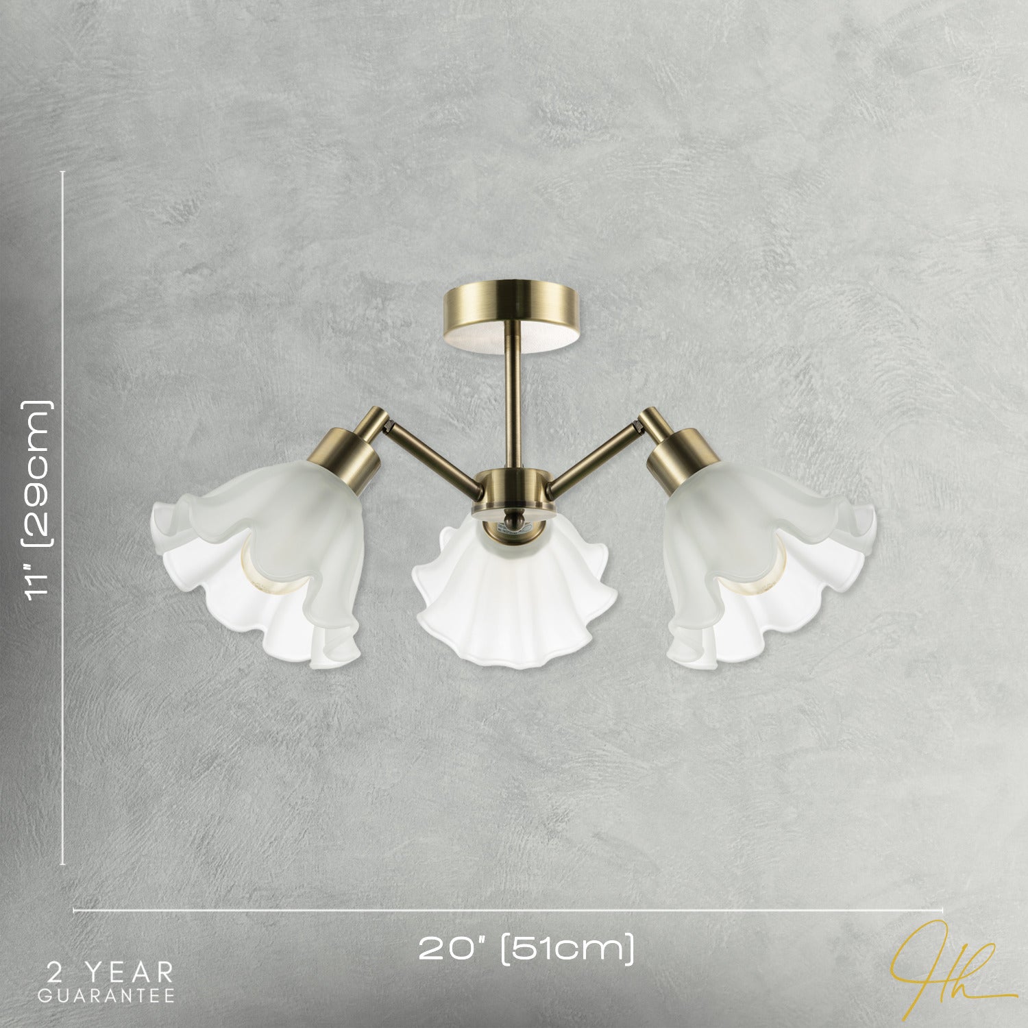 Traditional Ceiling Light Fitting with Frosted Scallop Glass Shades Image 7